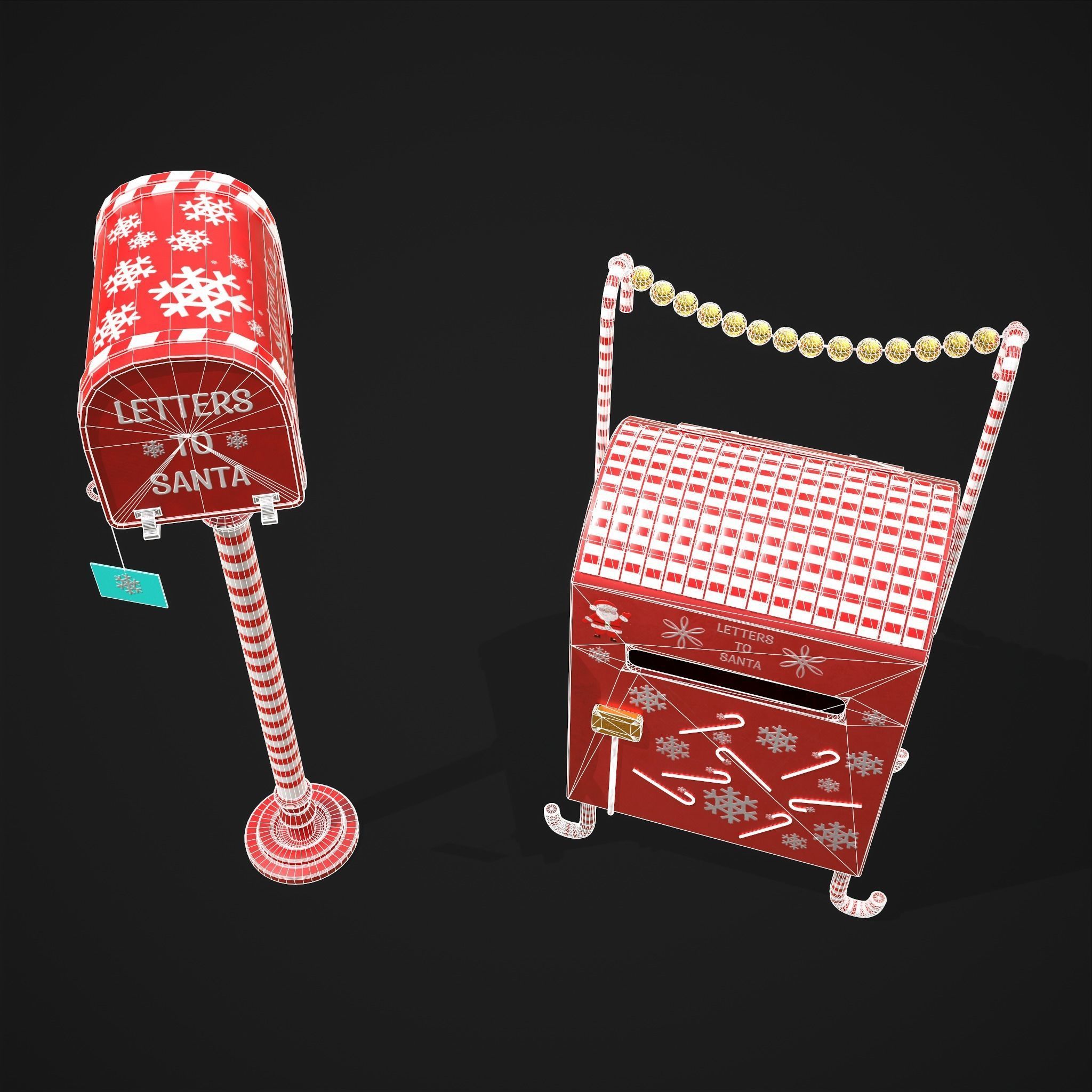 Christmas Santas Mail Boxes  3D Model Collection_24