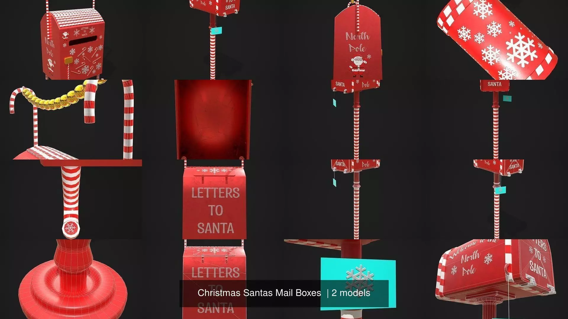 Christmas Santas Mail Boxes  3D Model Collection_3