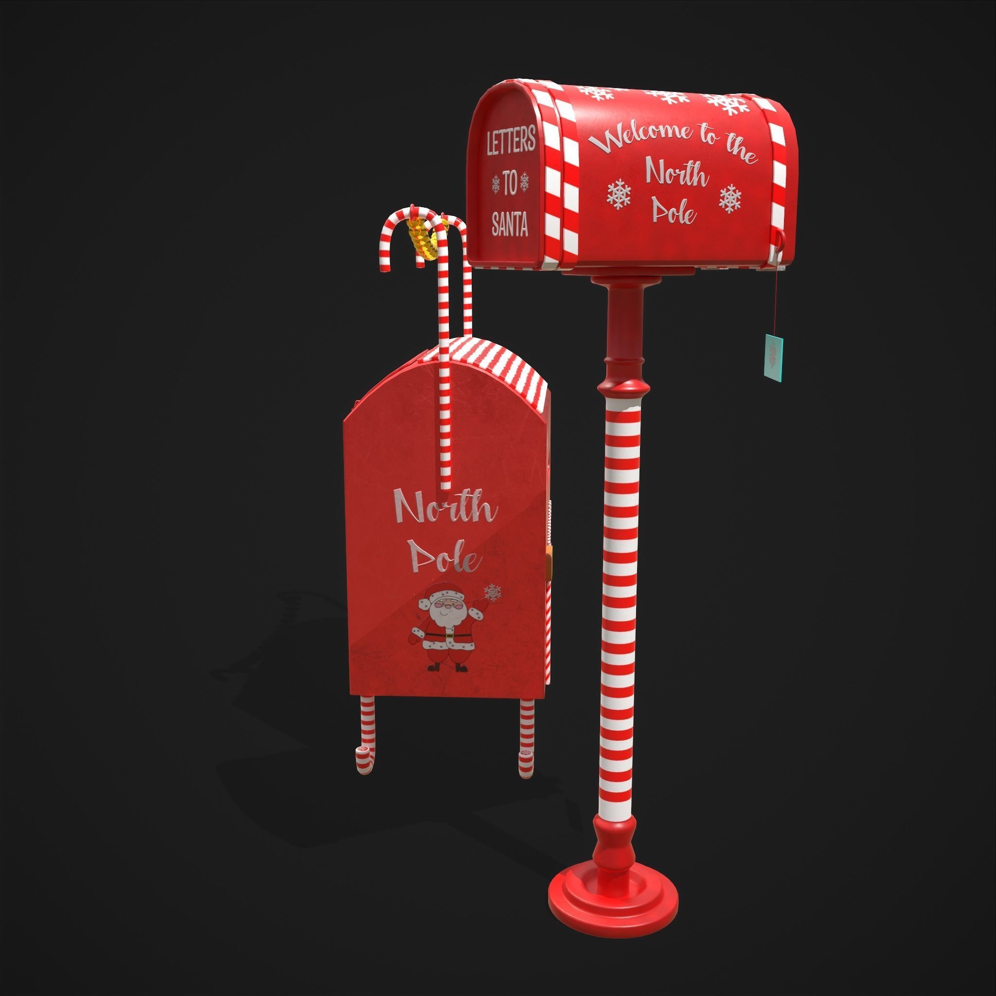 Christmas Santas Mail Boxes  3D Model Collection_21