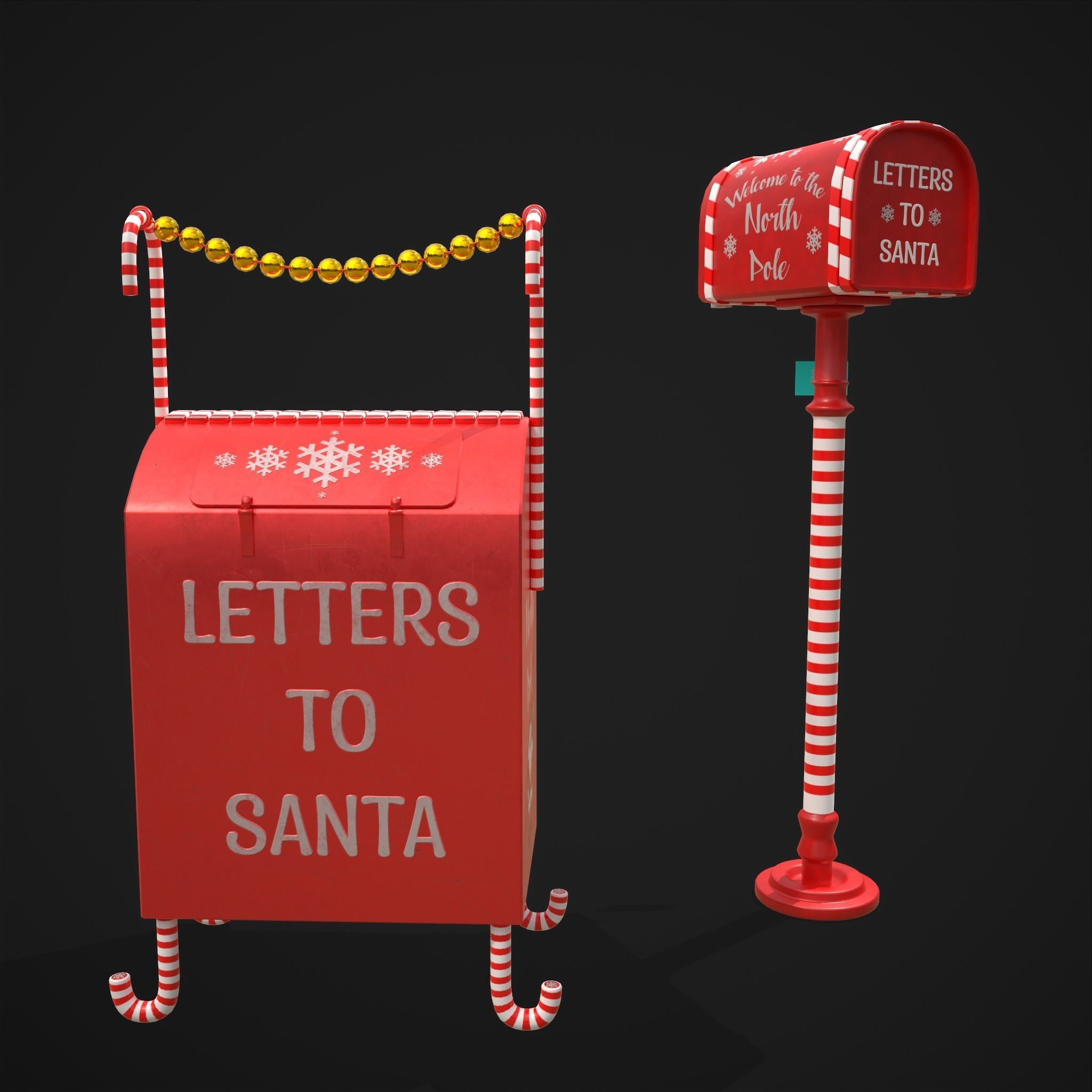 Christmas Santas Mail Boxes  3D Model Collection_15