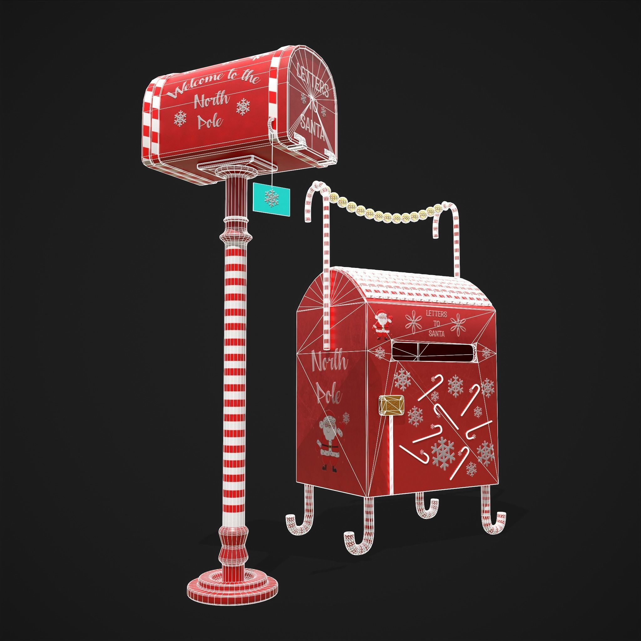 Christmas Santas Mail Boxes  3D Model Collection_8
