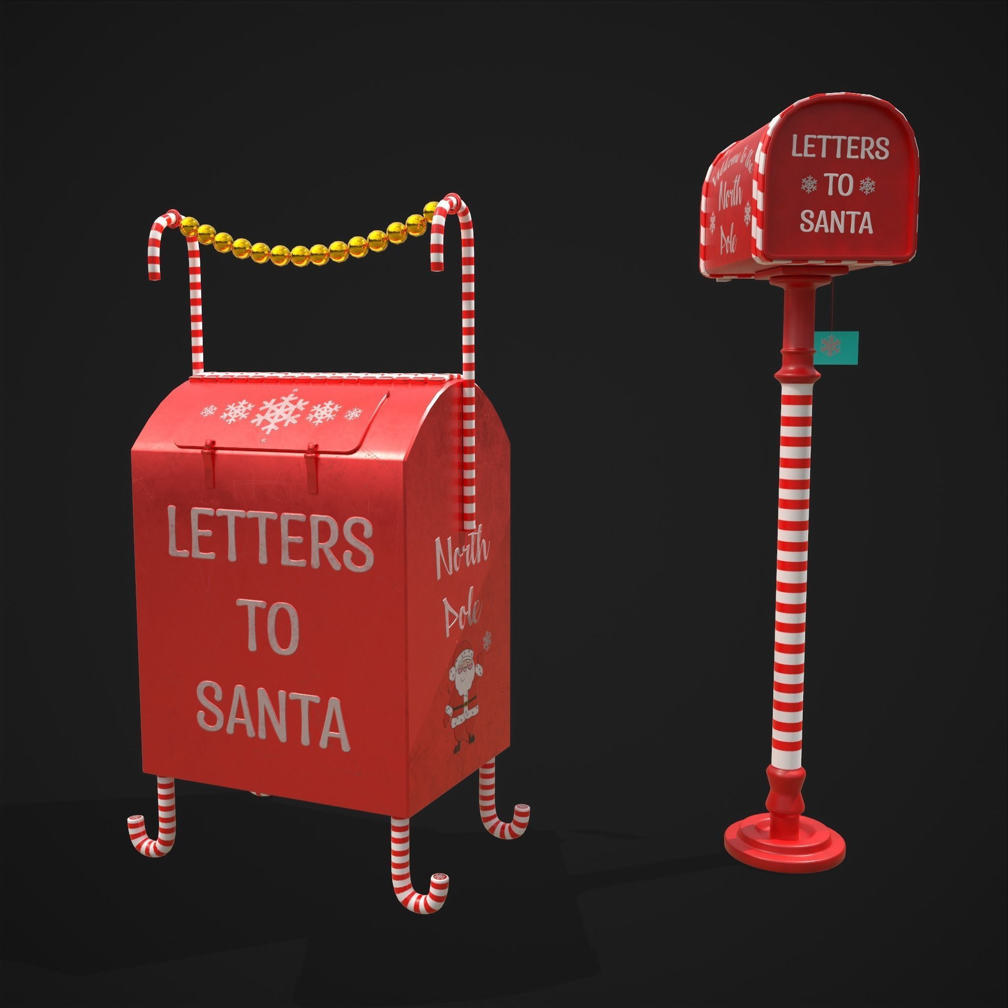 Christmas Santas Mail Boxes  3D Model Collection_5