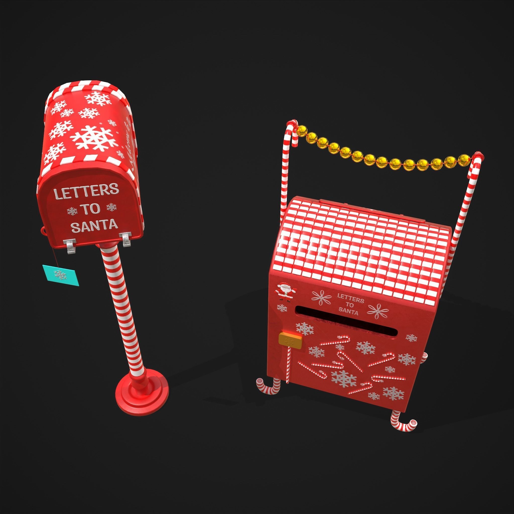 Christmas Santas Mail Boxes  3D Model Collection_23