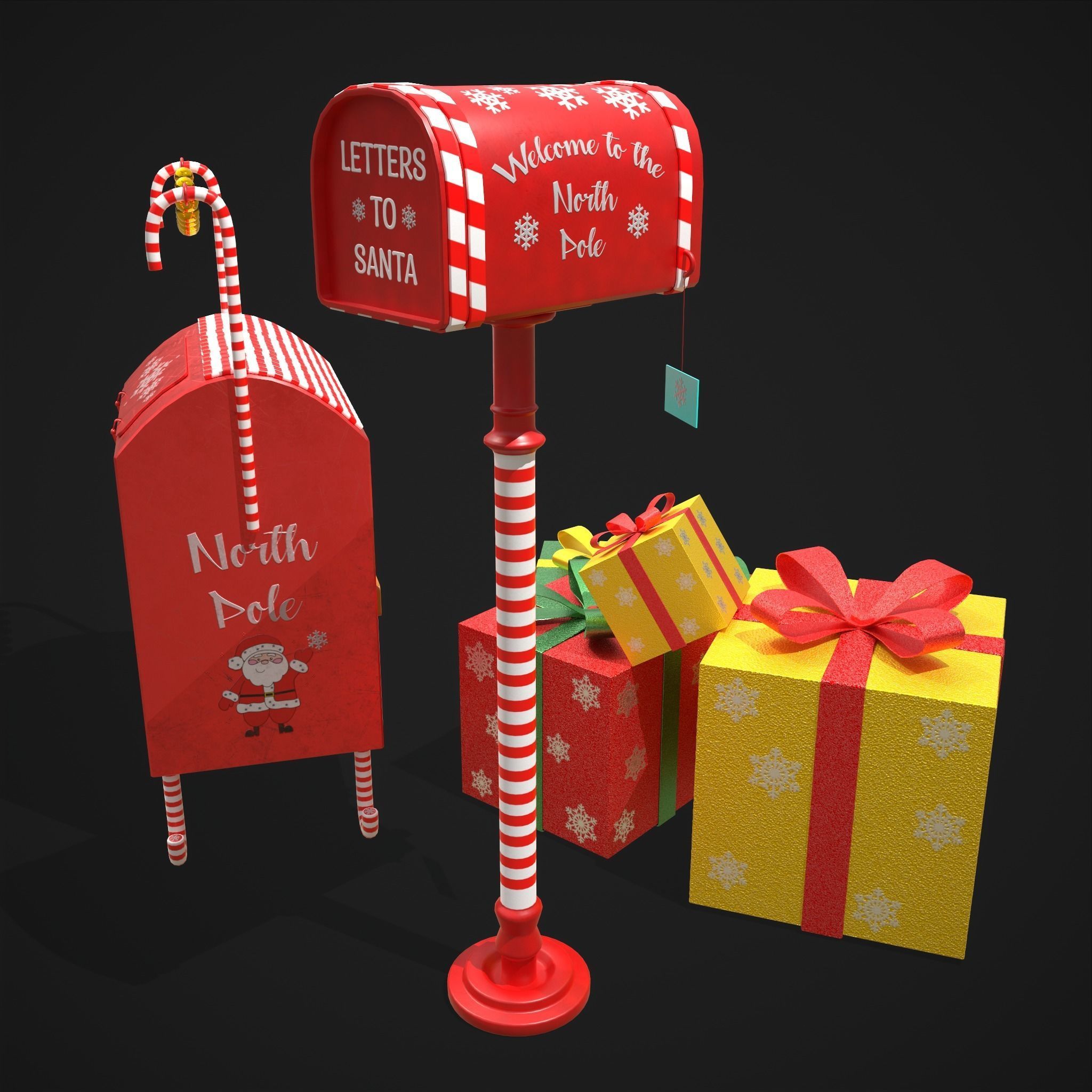 Christmas Mail Boxes and Gifts  3D Model Collection_20