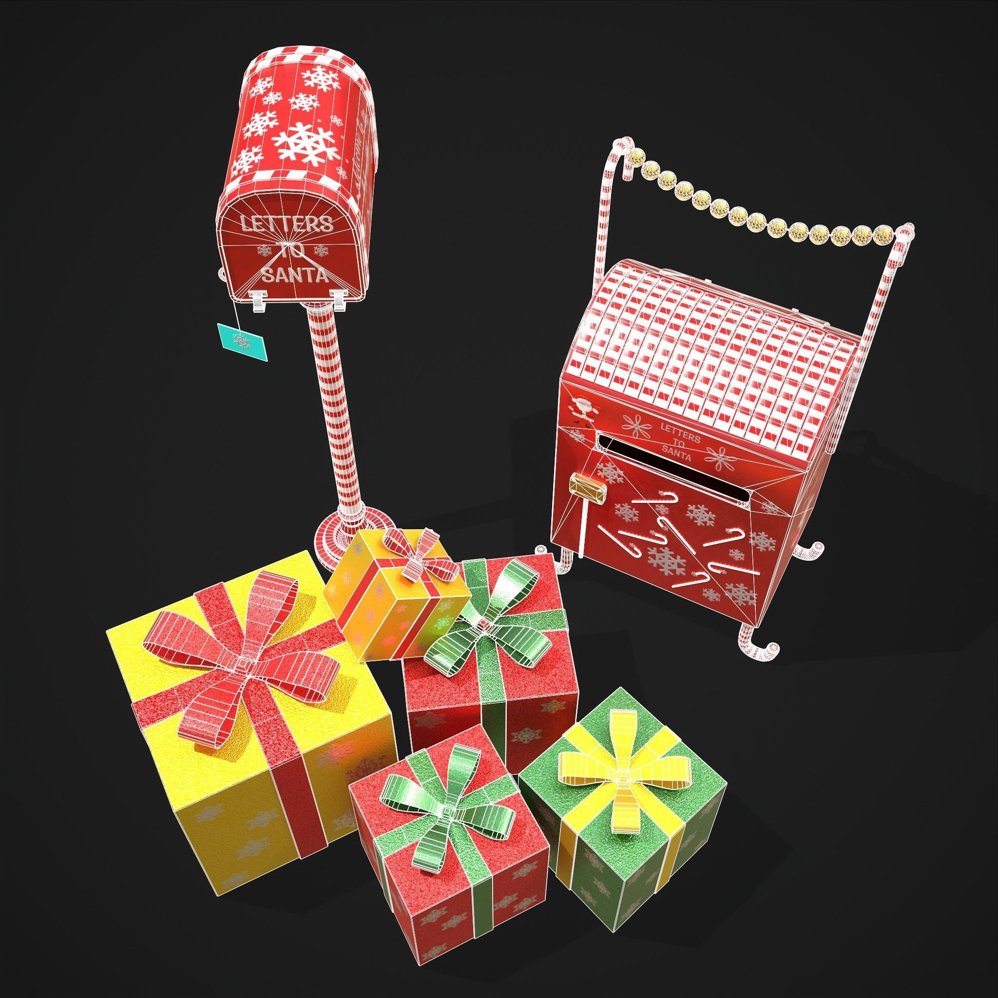 Christmas Mail Boxes and Gifts  3D Model Collection_8