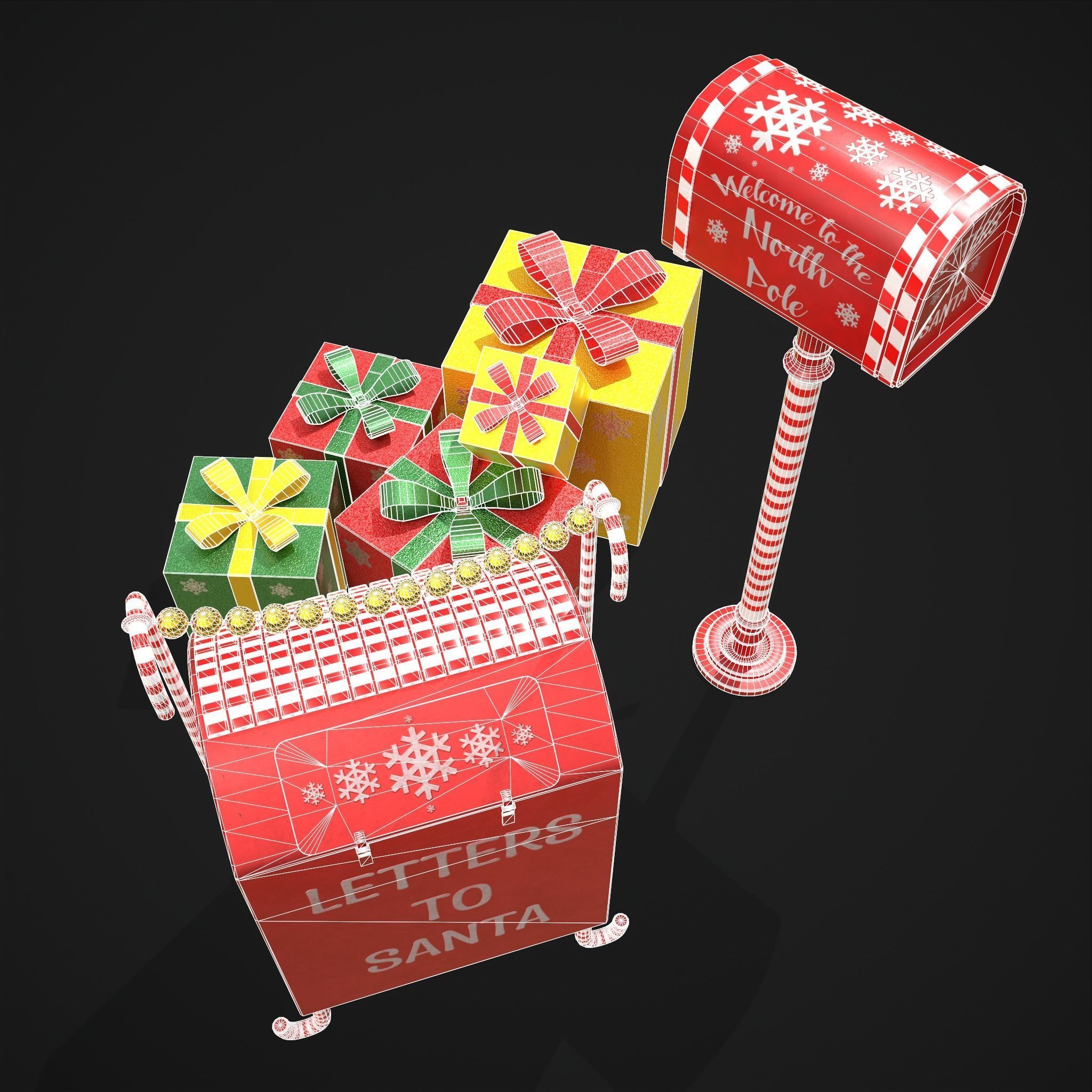 Christmas Mail Boxes and Gifts  3D Model Collection_19