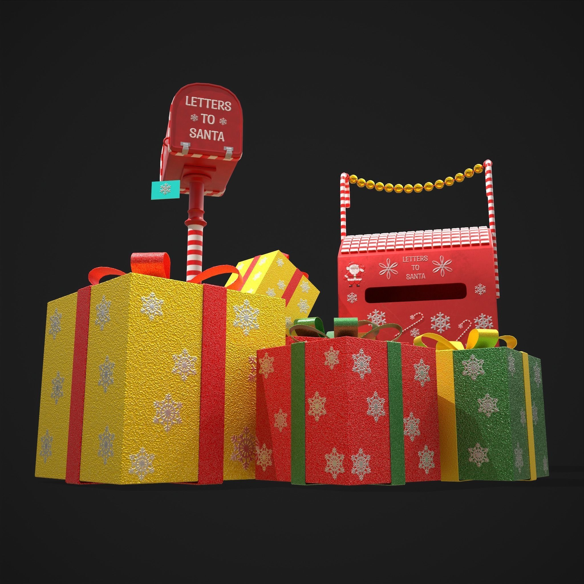 Christmas Mail Boxes and Gifts  3D Model Collection_22
