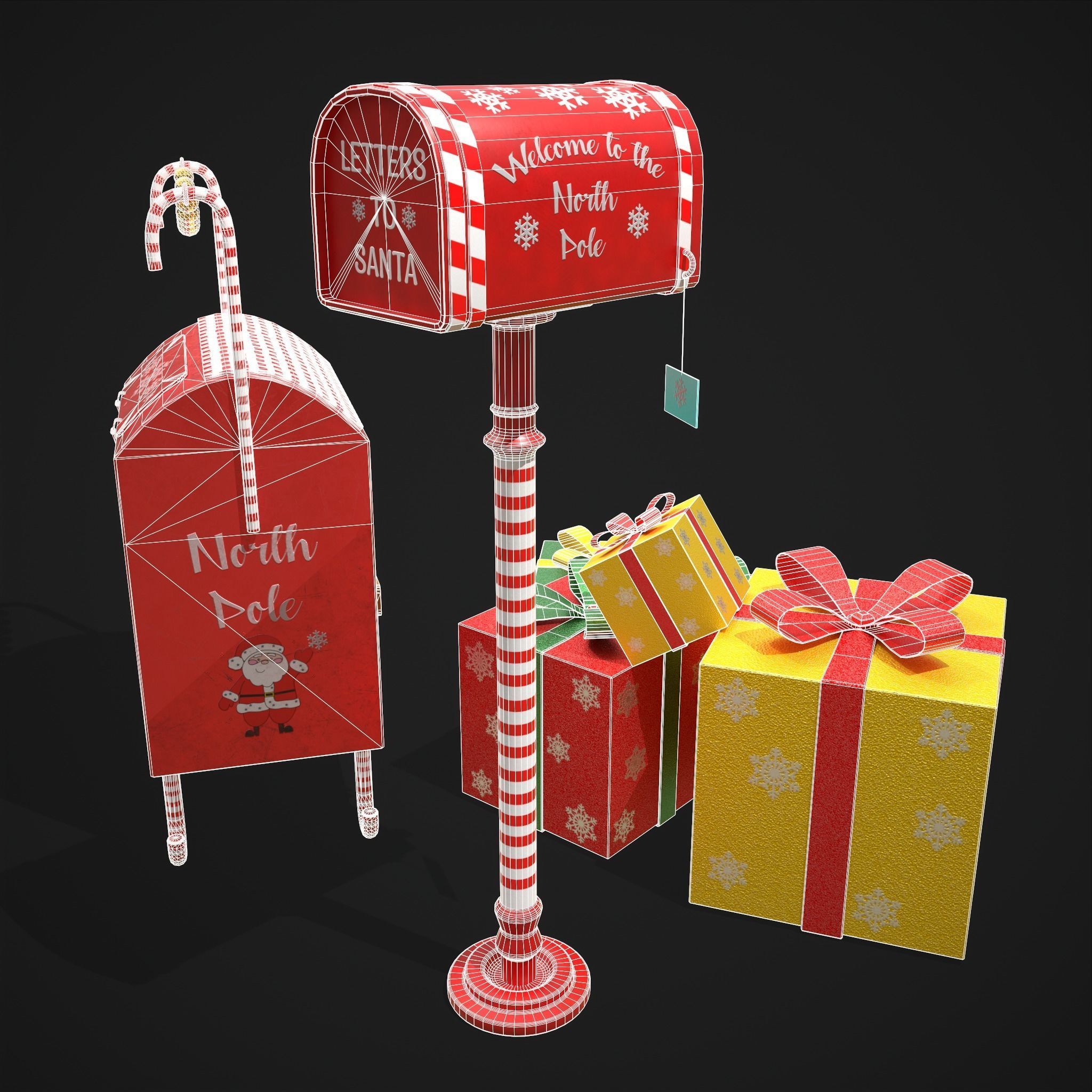 Christmas Mail Boxes and Gifts  3D Model Collection_21