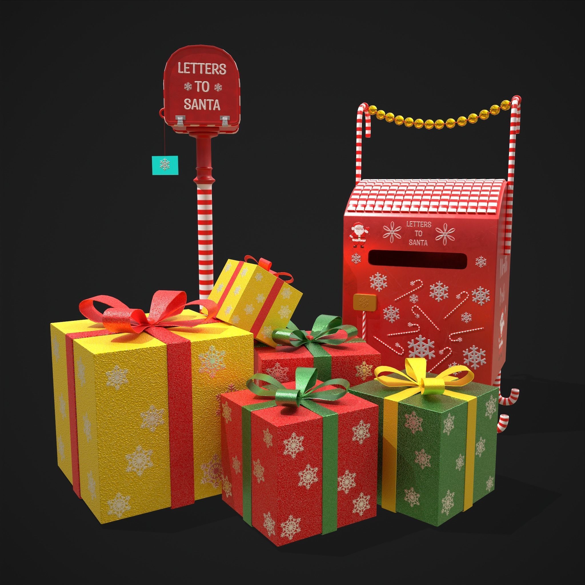 Christmas Mail Boxes and Gifts  3D Model Collection_26