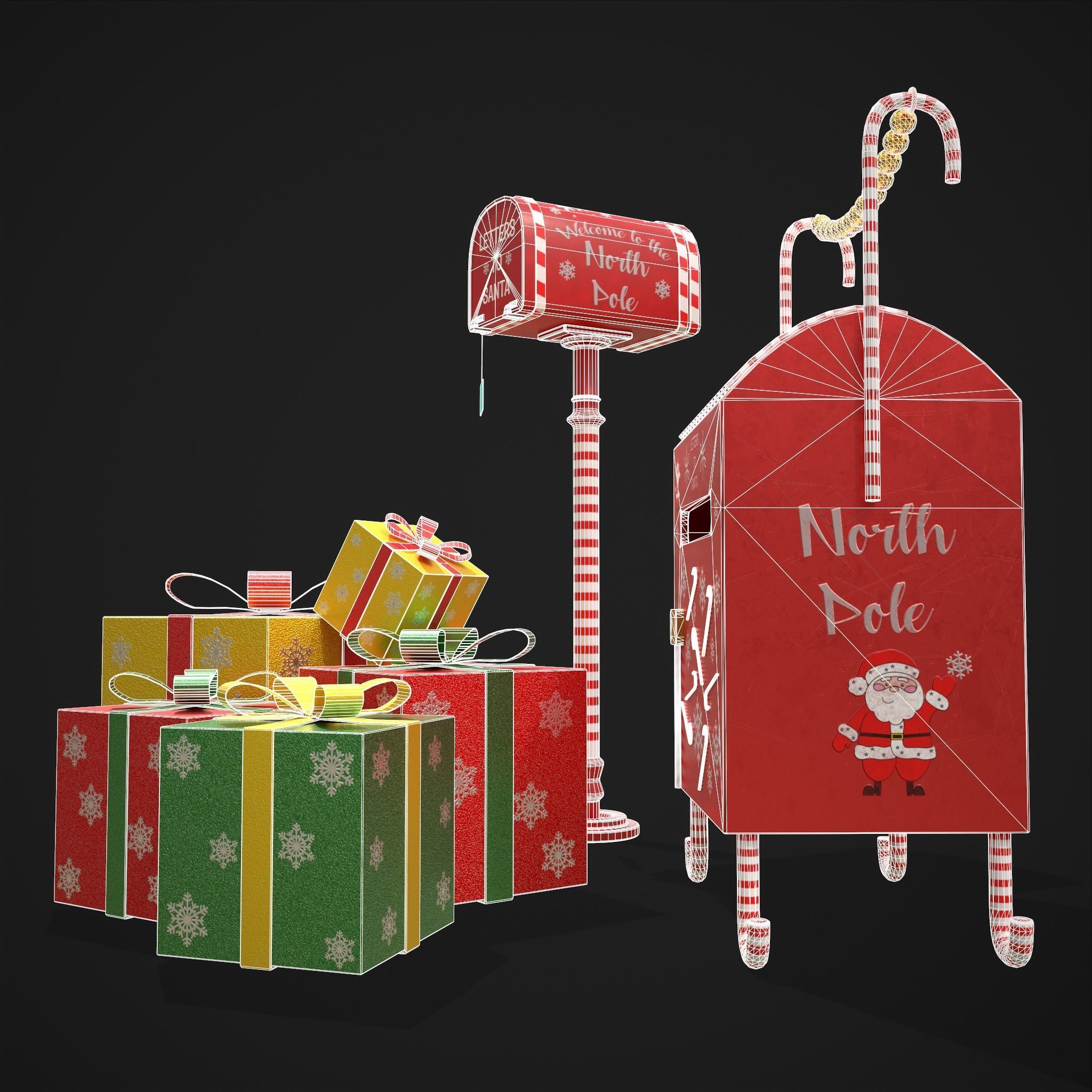 Christmas Mail Boxes and Gifts  3D Model Collection_12