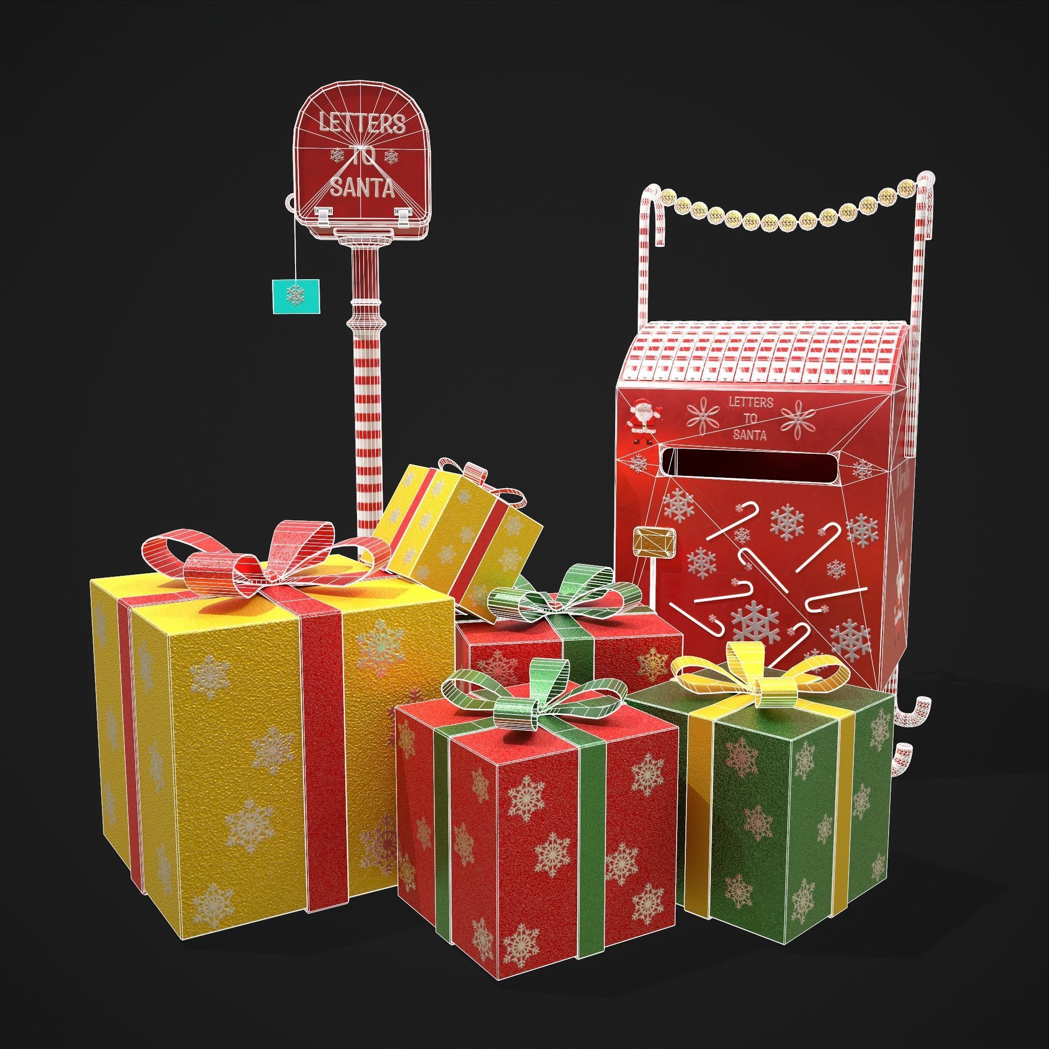 Christmas Mail Boxes and Gifts  3D Model Collection_27