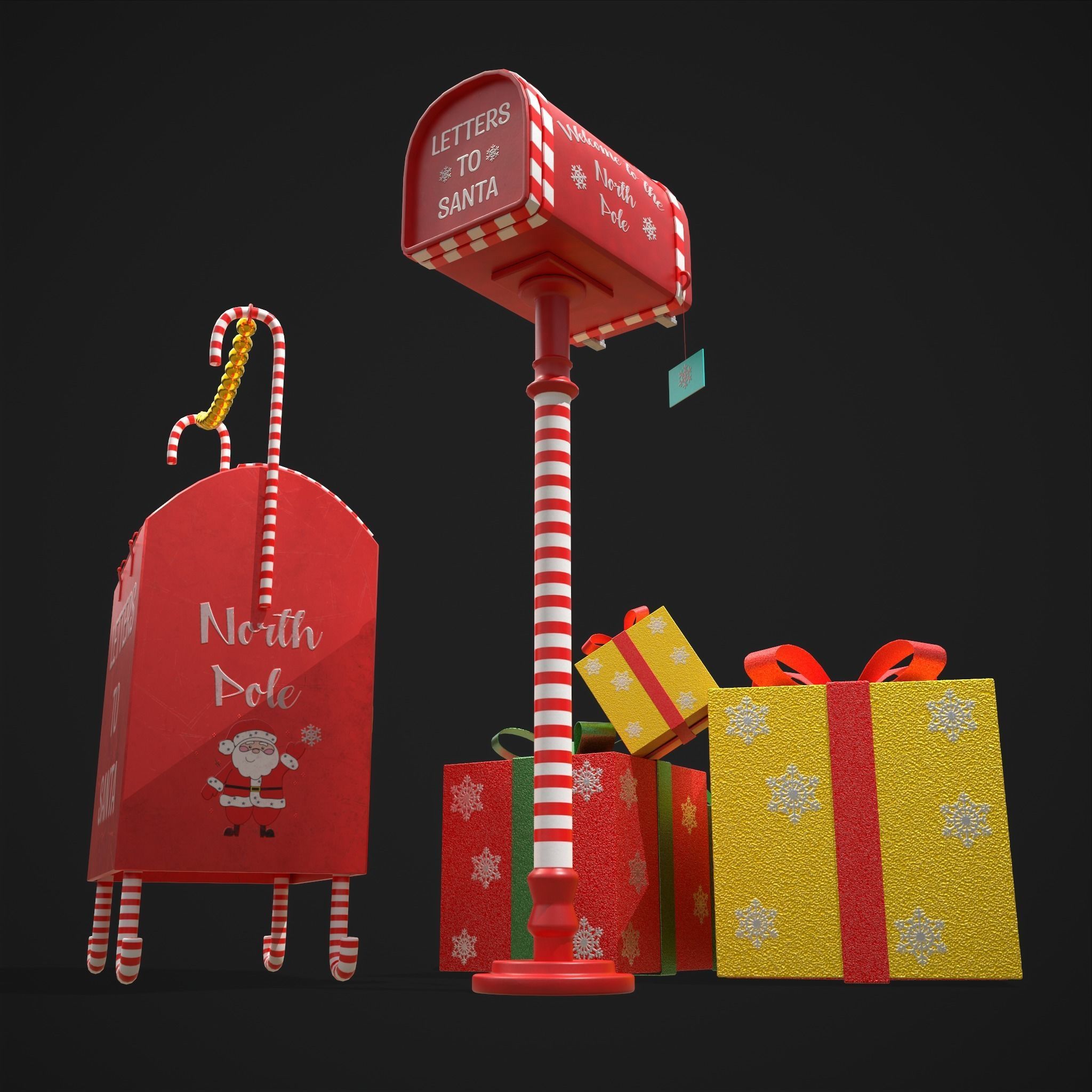 Christmas Mail Boxes and Gifts  3D Model Collection_24