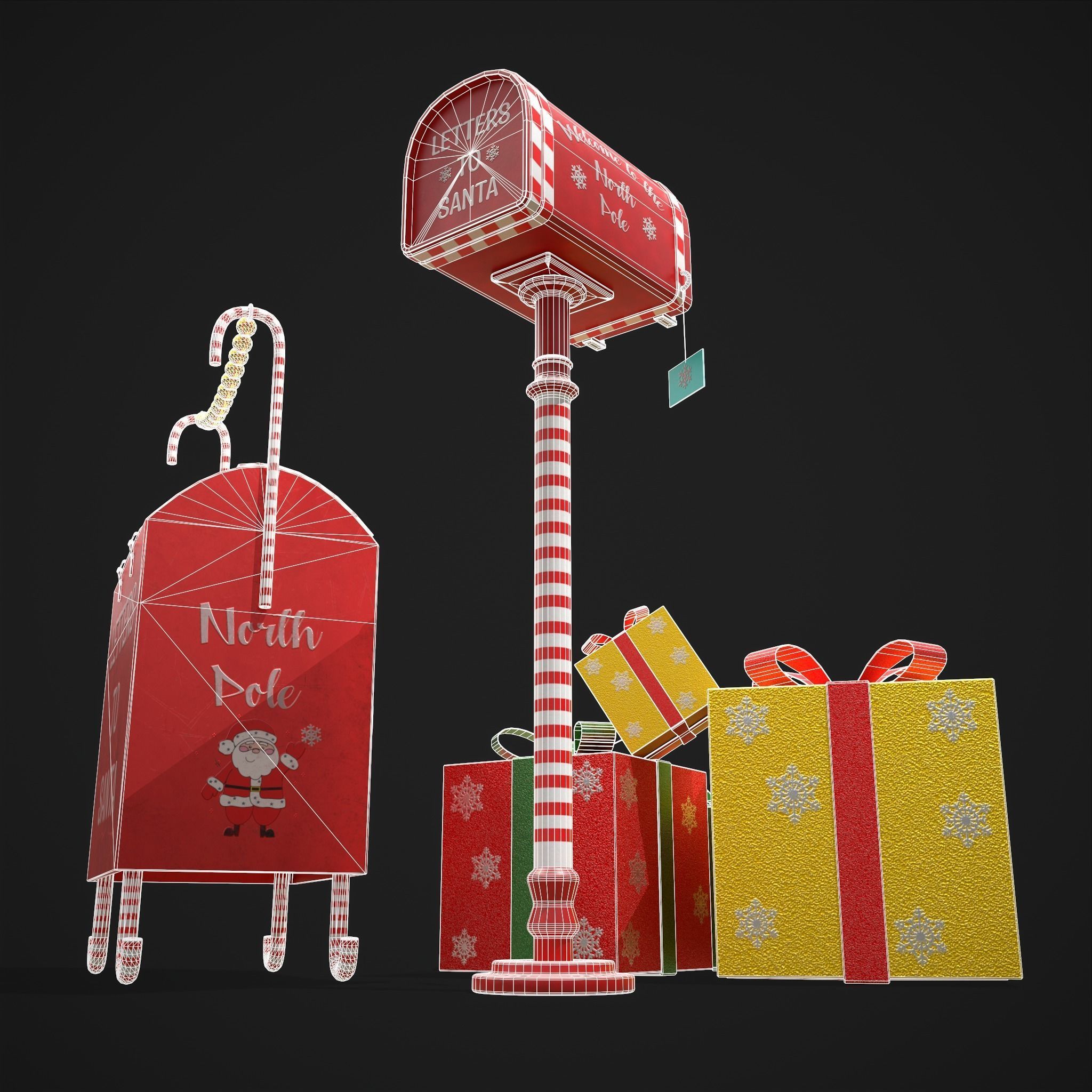 Christmas Mail Boxes and Gifts  3D Model Collection_25