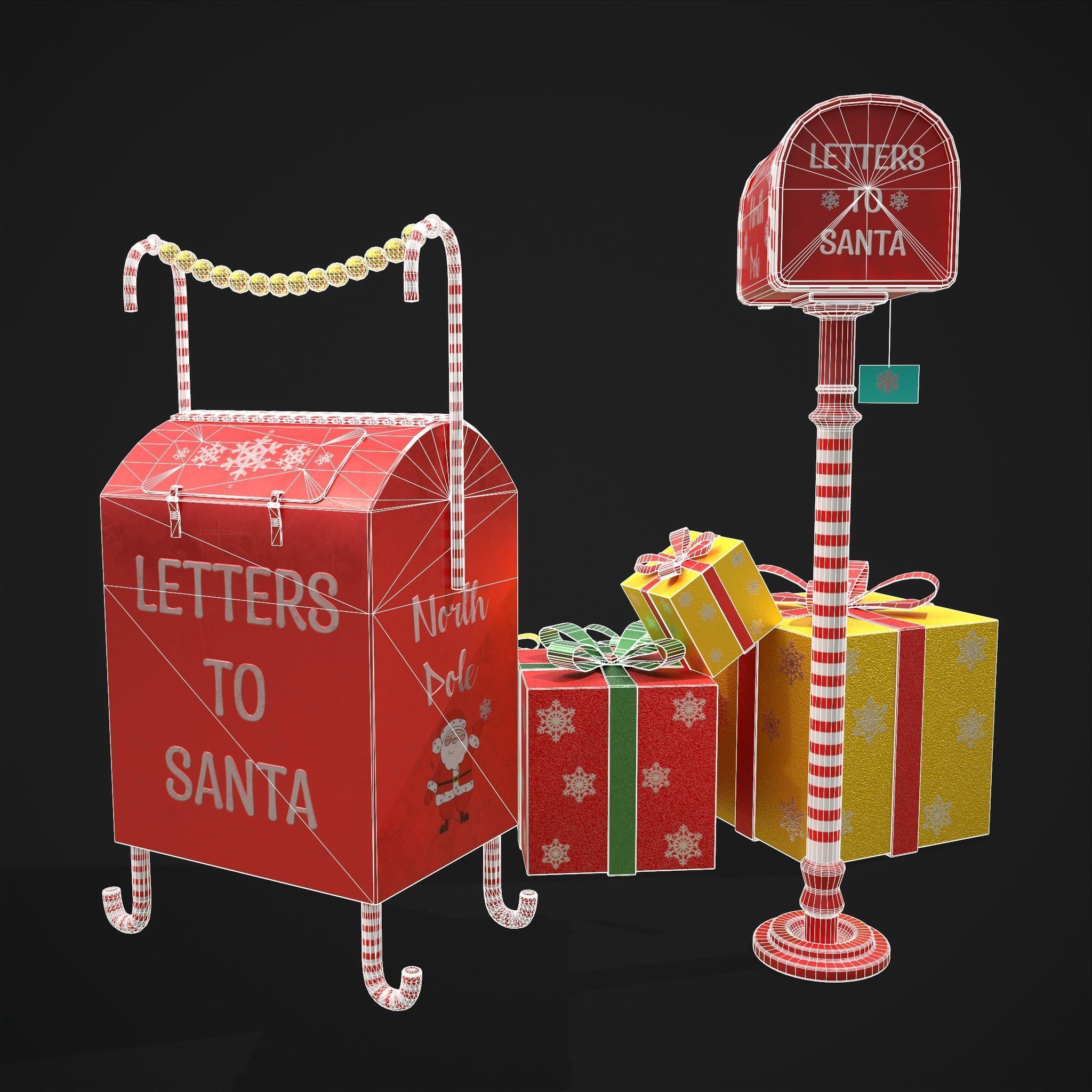 Christmas Mail Boxes and Gifts  3D Model Collection_10
