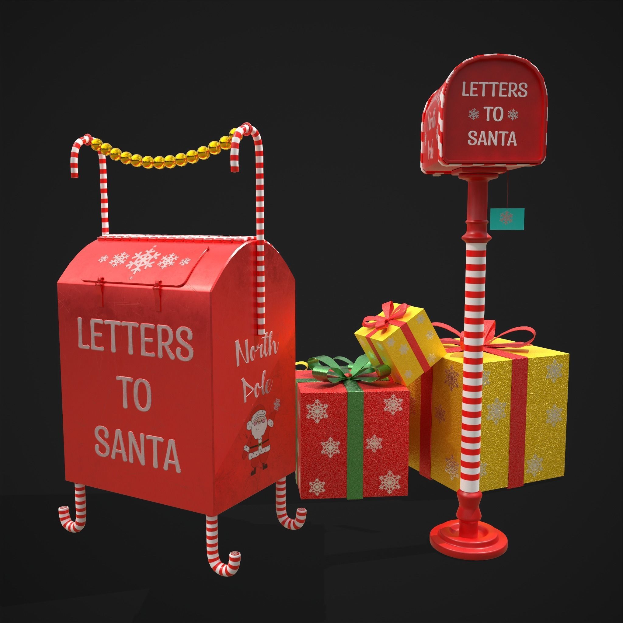 Christmas Mail Boxes and Gifts  3D Model Collection_9
