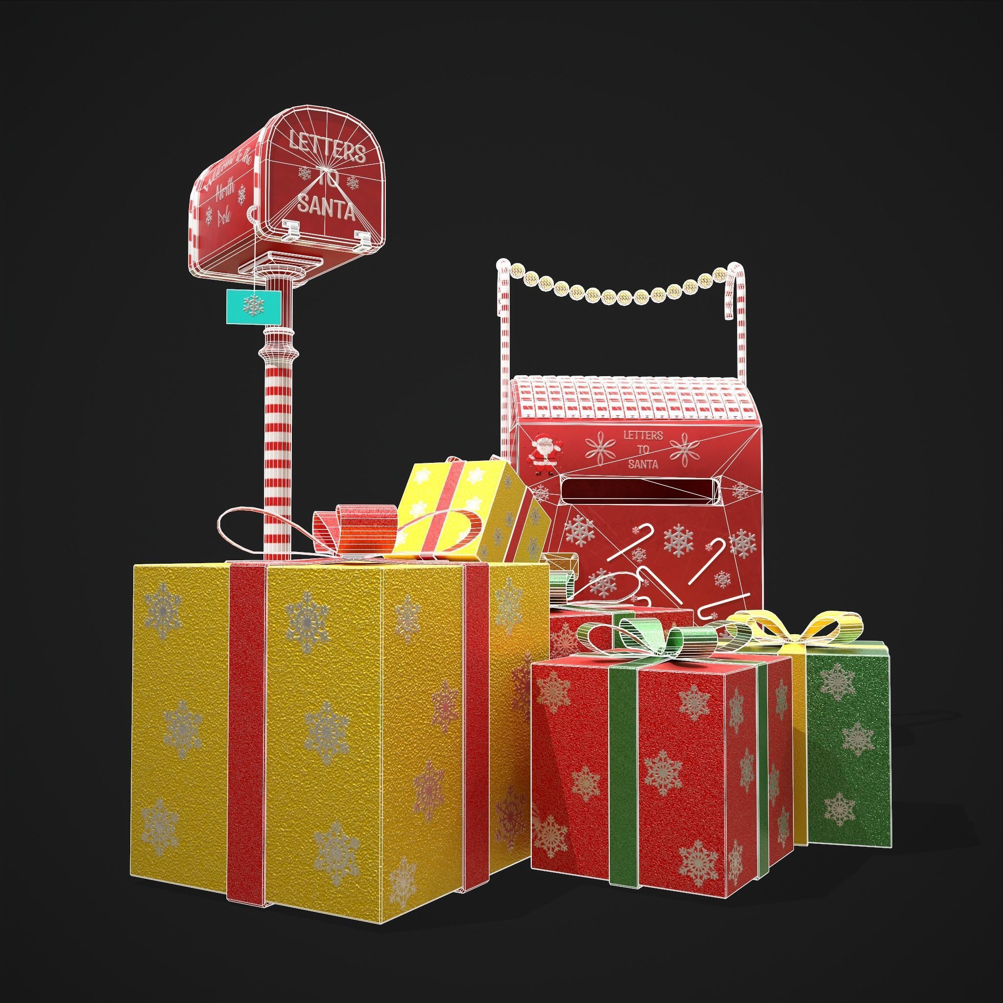 Christmas Mail Boxes and Gifts  3D Model Collection_17