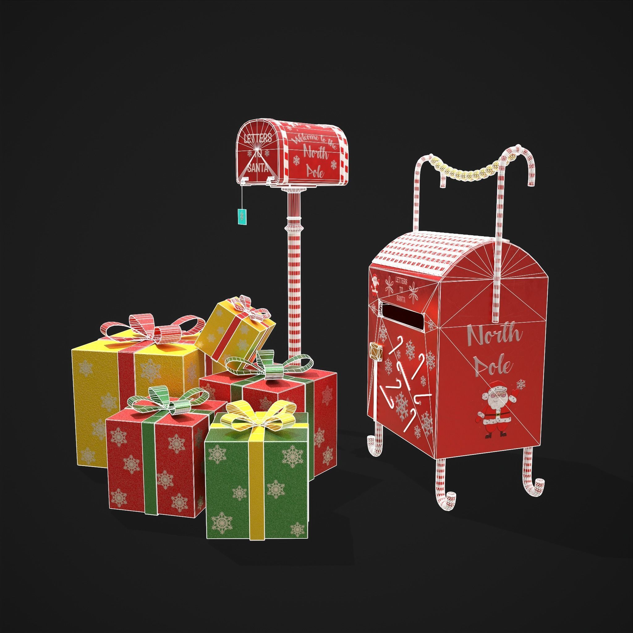 Christmas Mail Boxes and Gifts  3D Model Collection_6
