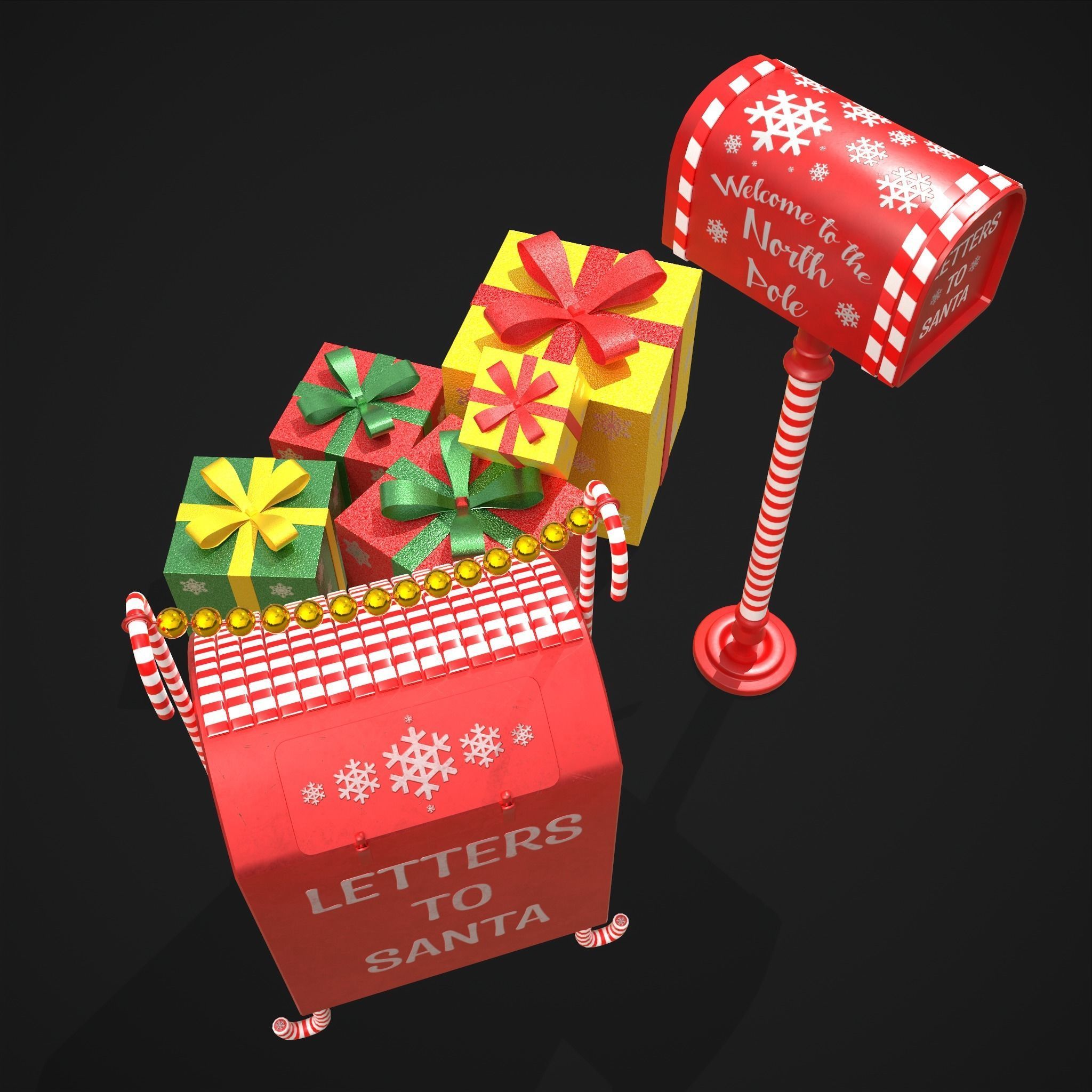 Christmas Mail Boxes and Gifts  3D Model Collection_18