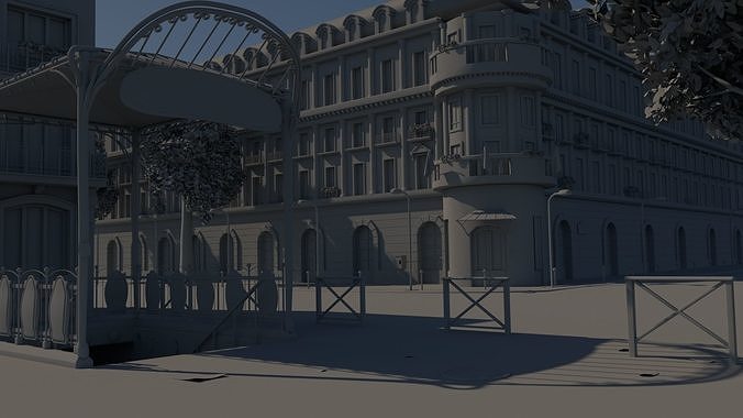 Paris Town Metro Station 3D model 2