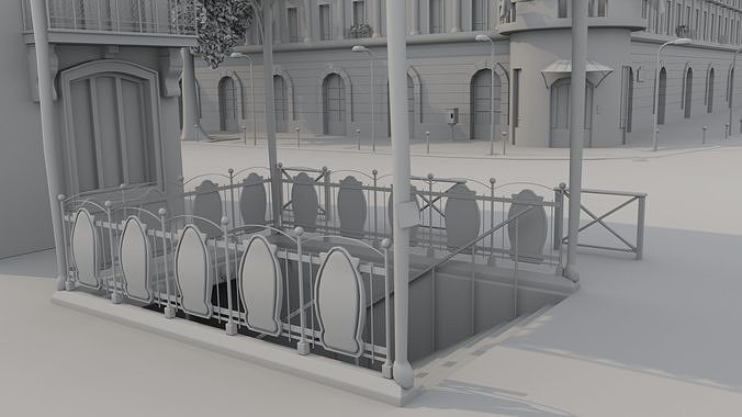 Paris Town Metro Station 3D model 4