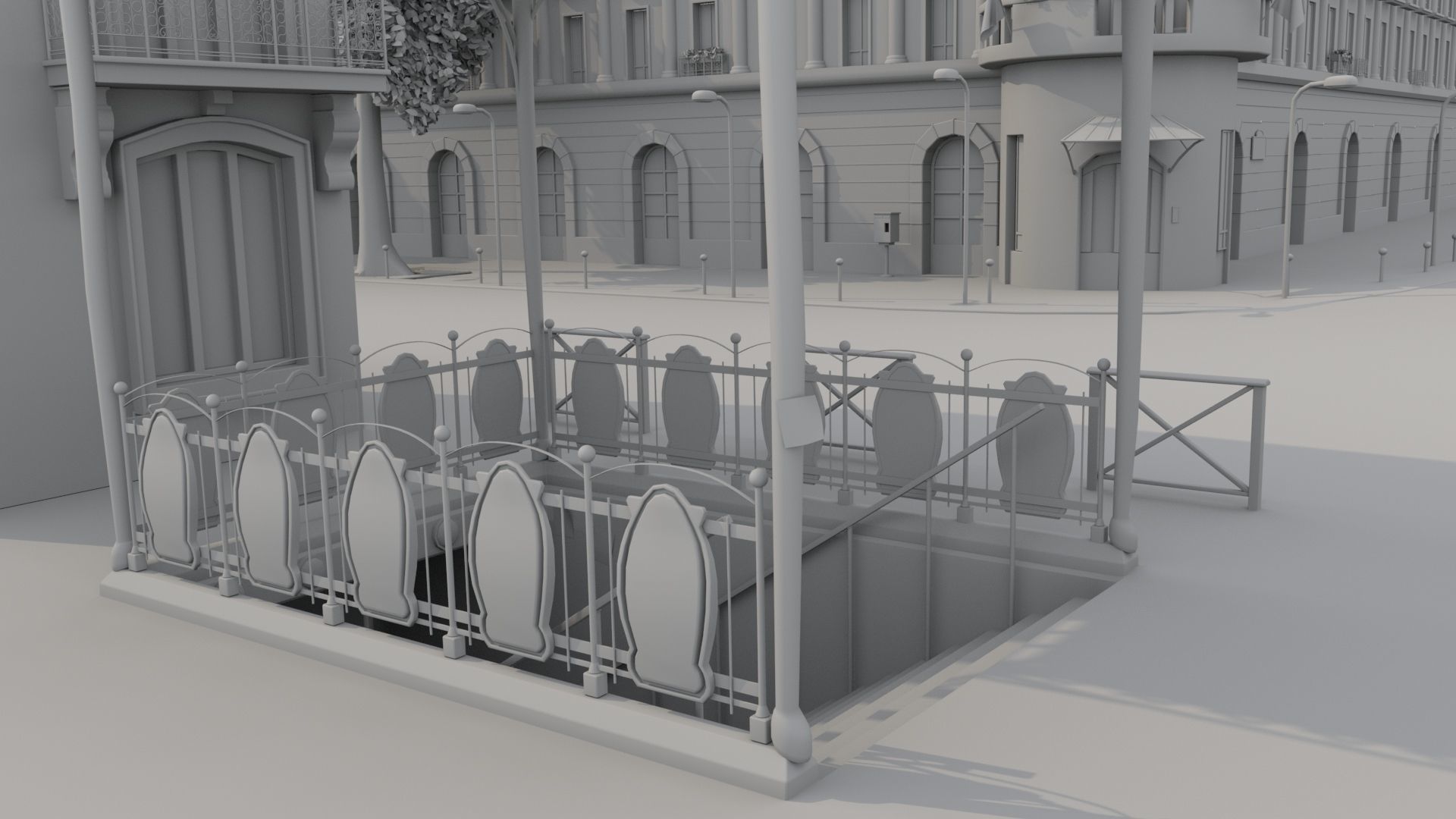 Paris Town Metro Station 3D model_3
