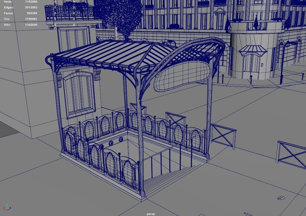 Paris Town Metro Station 3D model_10
