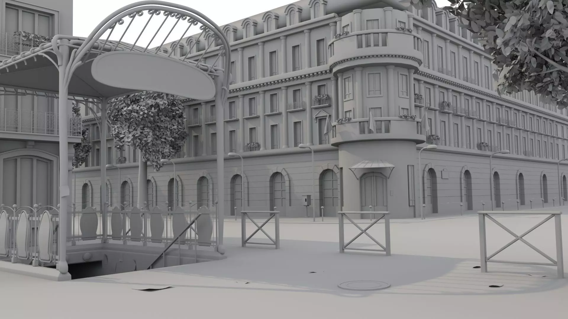 Paris Town Metro Station 3D model_0