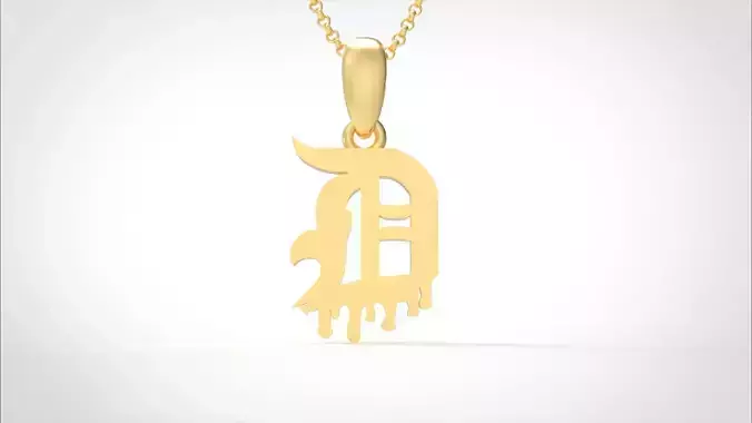 Model 684 D Old English Initial Blood Letter 3D print model