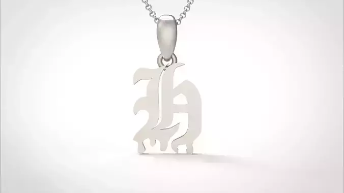 Model 688 H Old English Initial Blood Letter 3D print model
