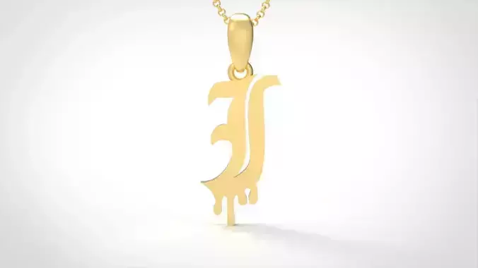 Model 690 J Old English Initial Blood Letter 3D print model