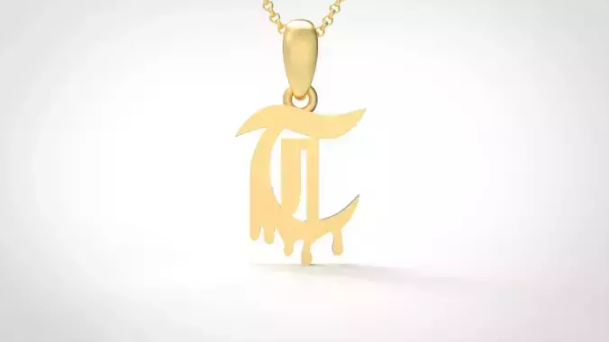 Model 699 T Old English Initial Blood Letter 3D print model
