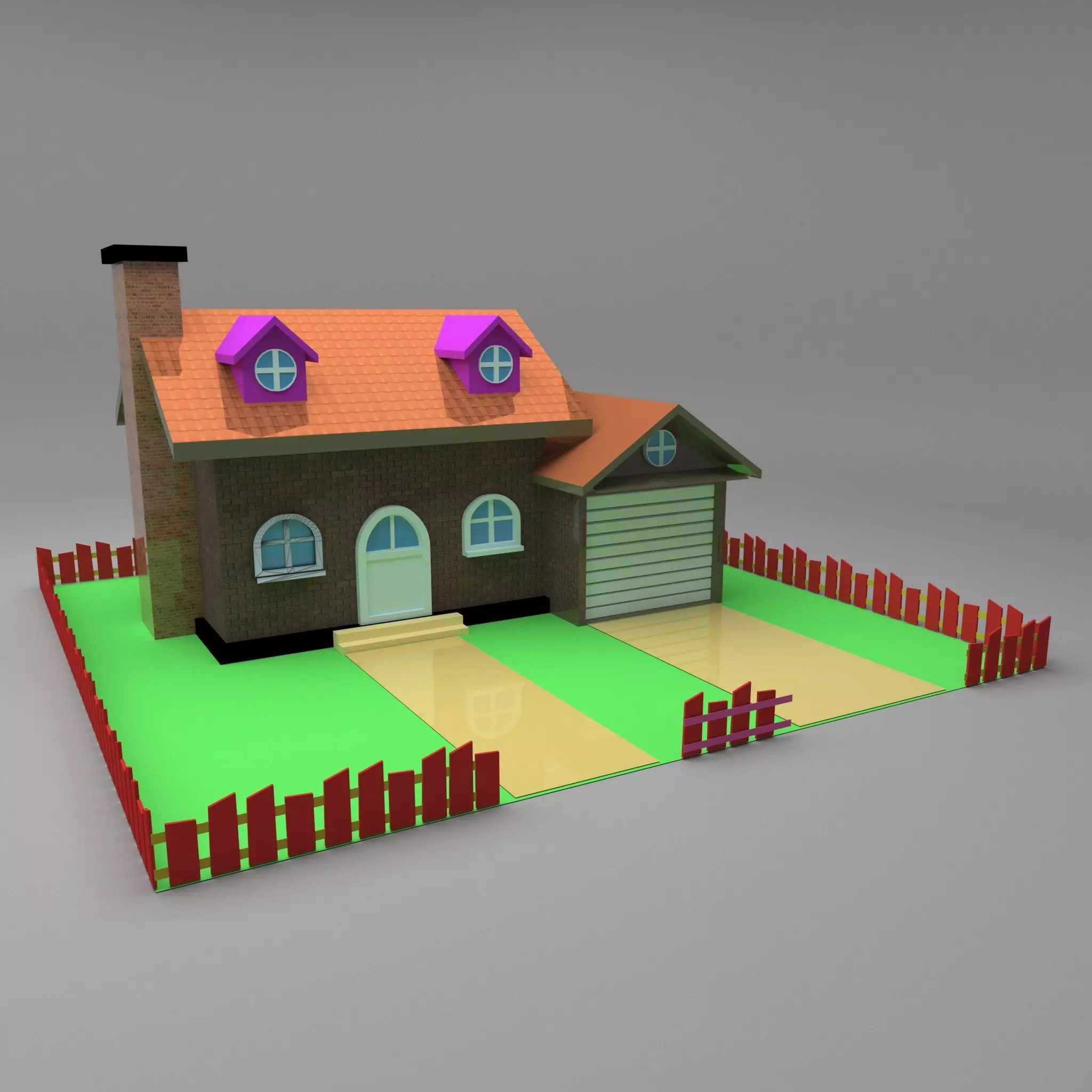 cartoon house 3D model_0