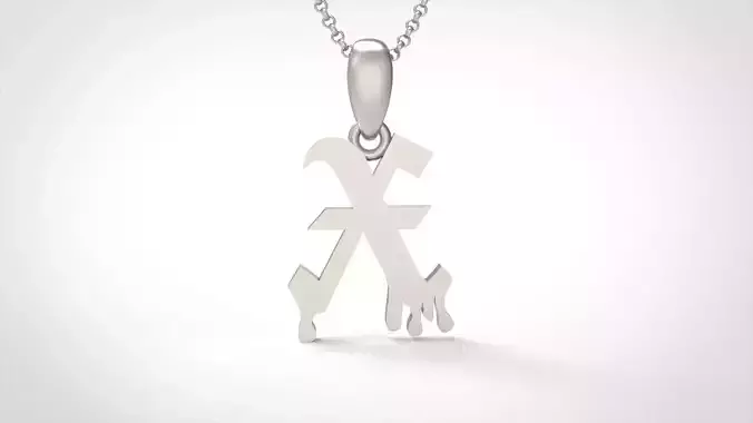 Model 706 X Old English Initial Blood Letter 3D print model