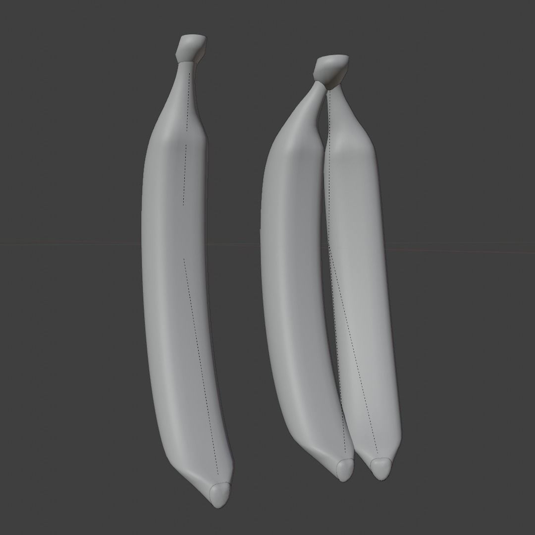 Banana Model Set three bananas Low-poly 3D model_3