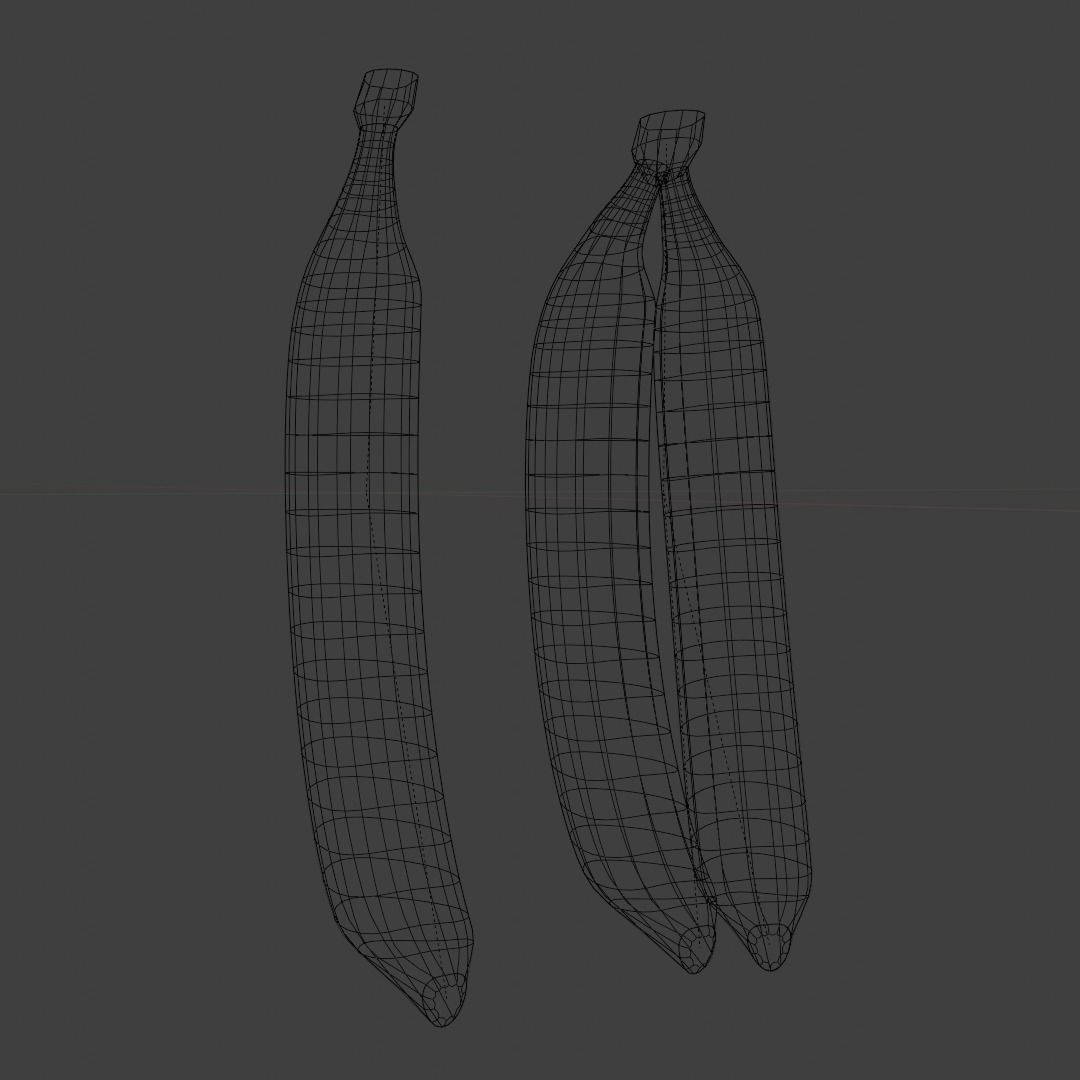 Banana Model Set three bananas Low-poly 3D model_4