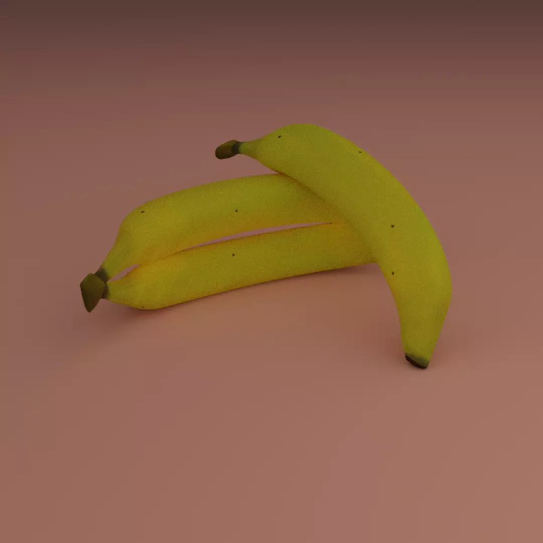 Banana Model Set three bananas Low-poly 3D model_0