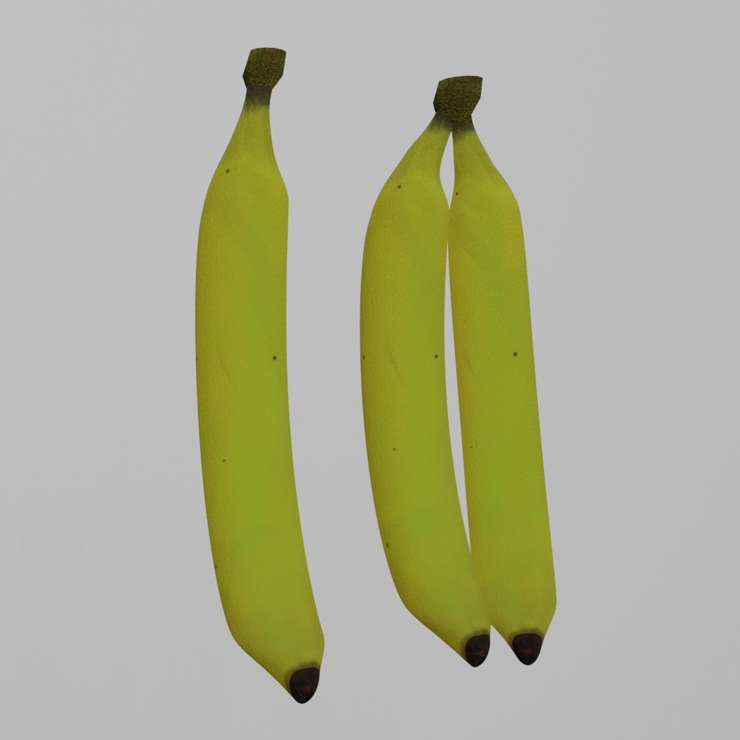 Banana Model Set three bananas Low-poly 3D model_2