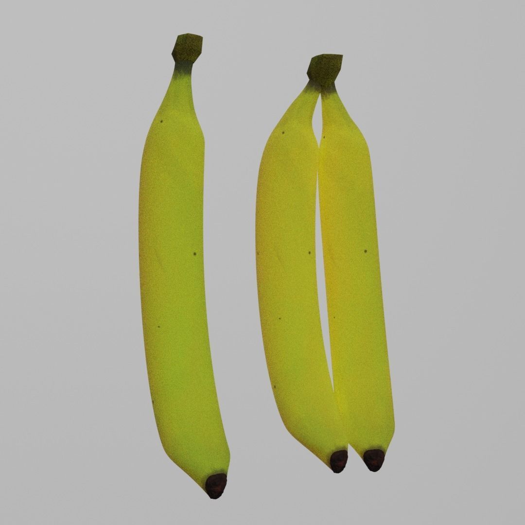 Banana Model Set three bananas Low-poly 3D model_1