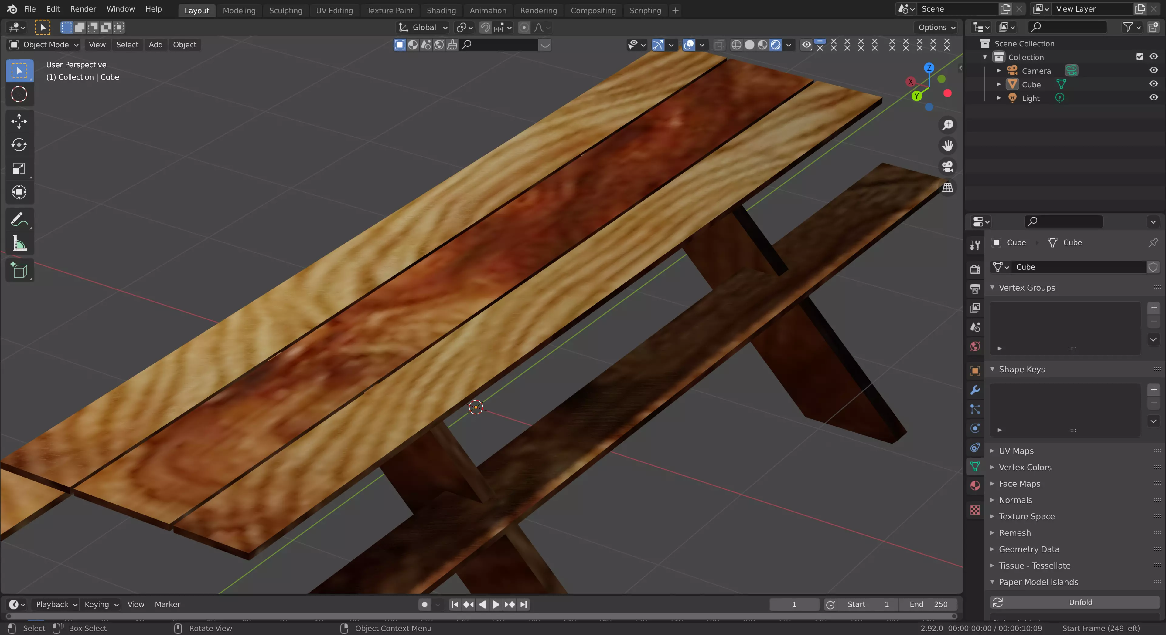 Bench wooden Low-poly 3D model