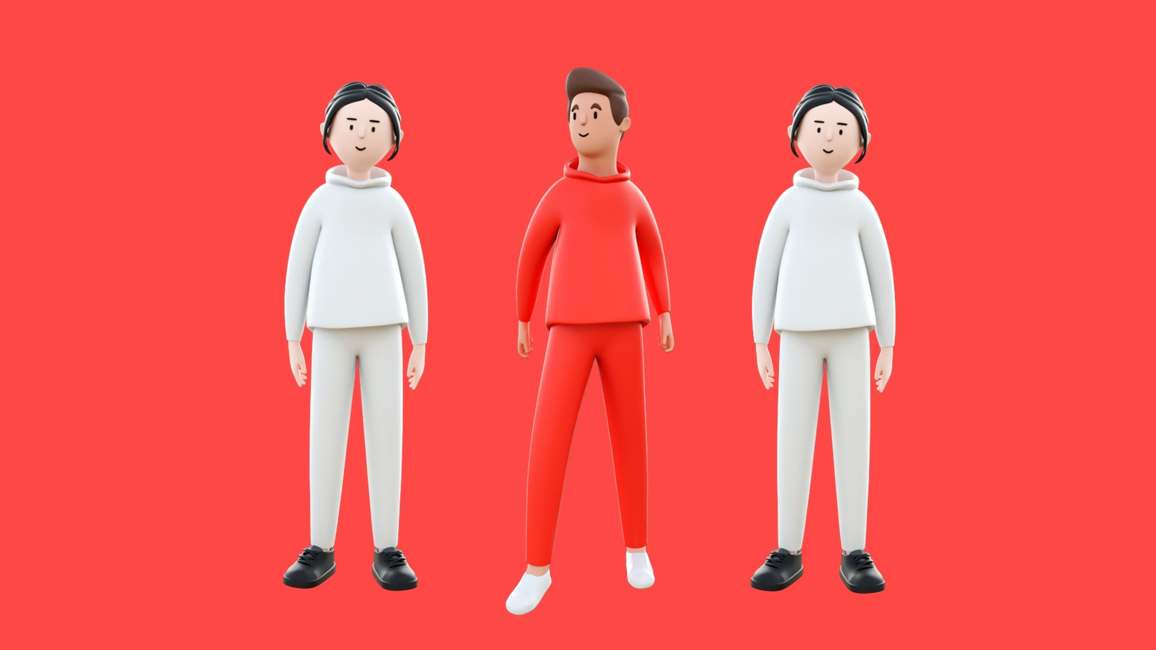 Casual Characters 4 Low-poly 3D model_16