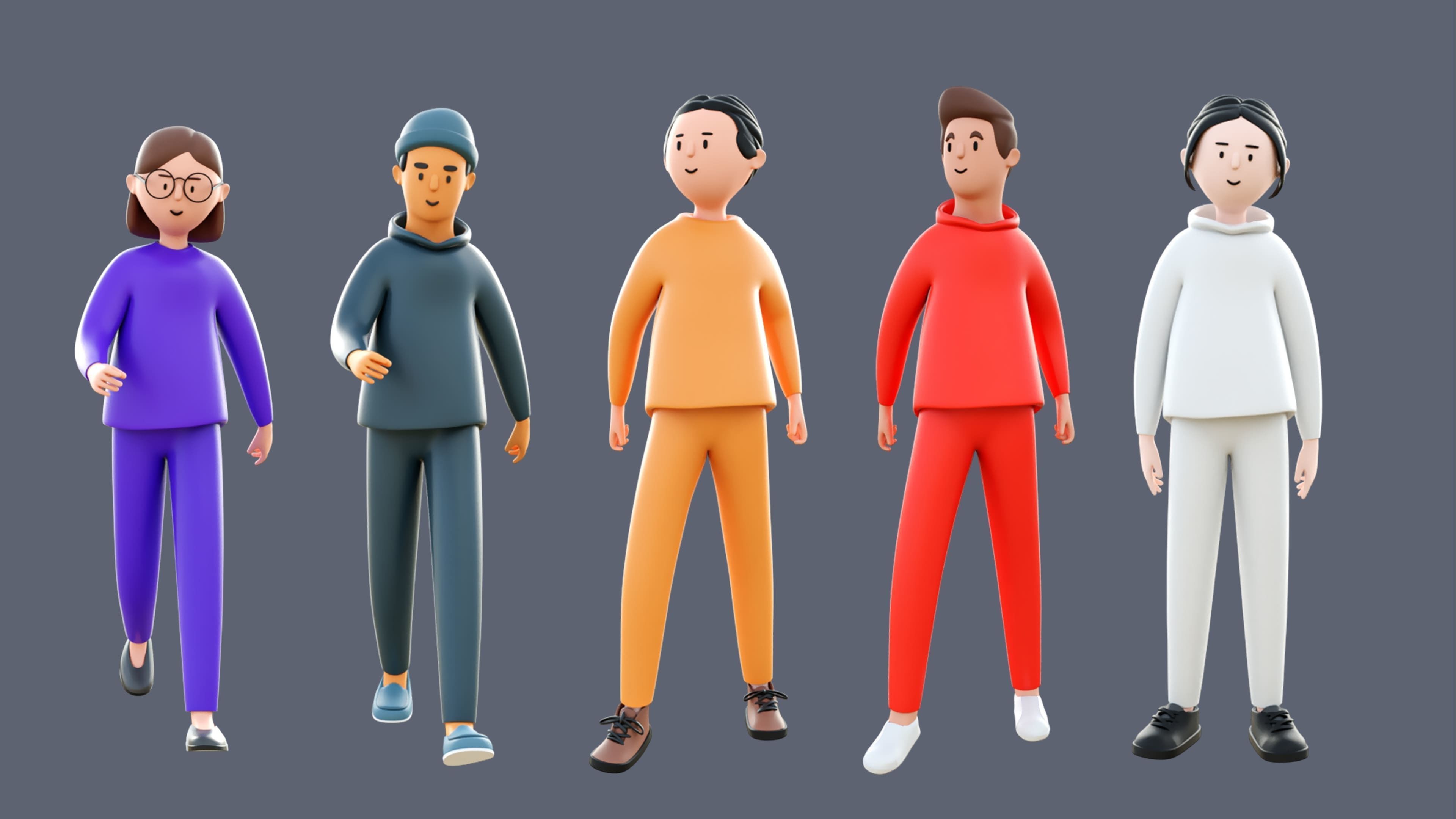 Casual Characters 4 Low-poly 3D model_6