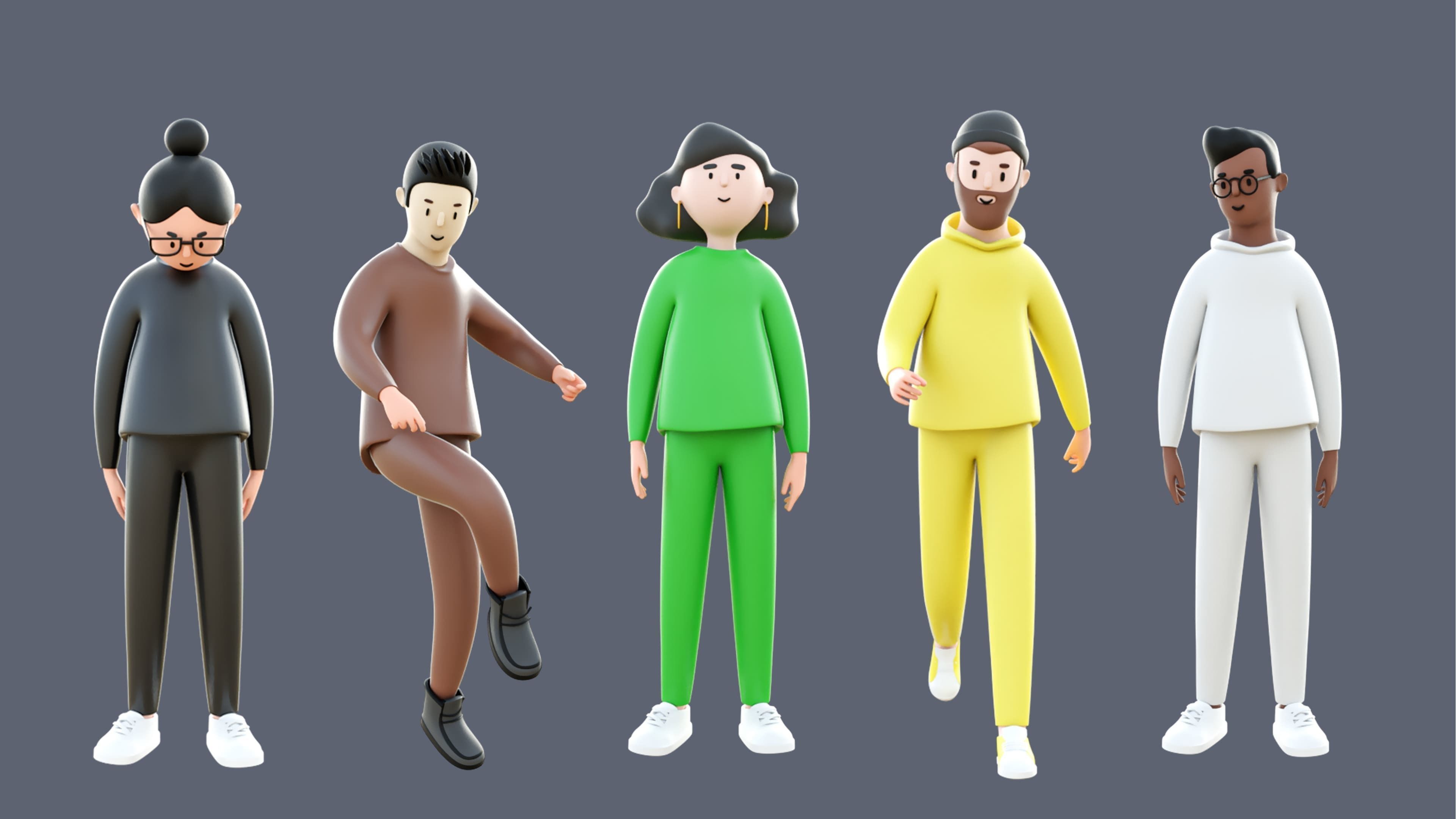Casual Characters 4 Low-poly 3D model_8