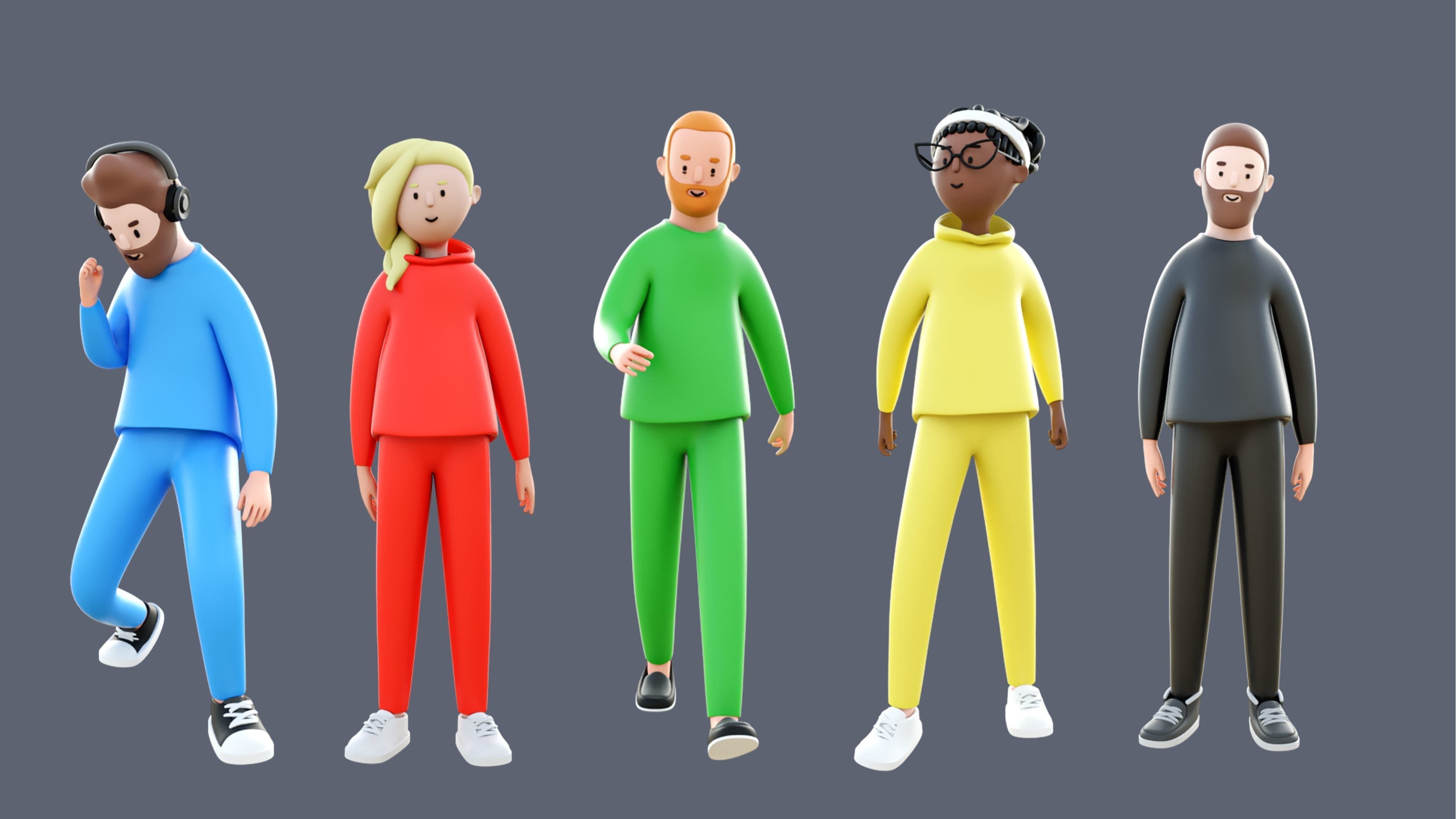 Casual Characters 4 Low-poly 3D model_5