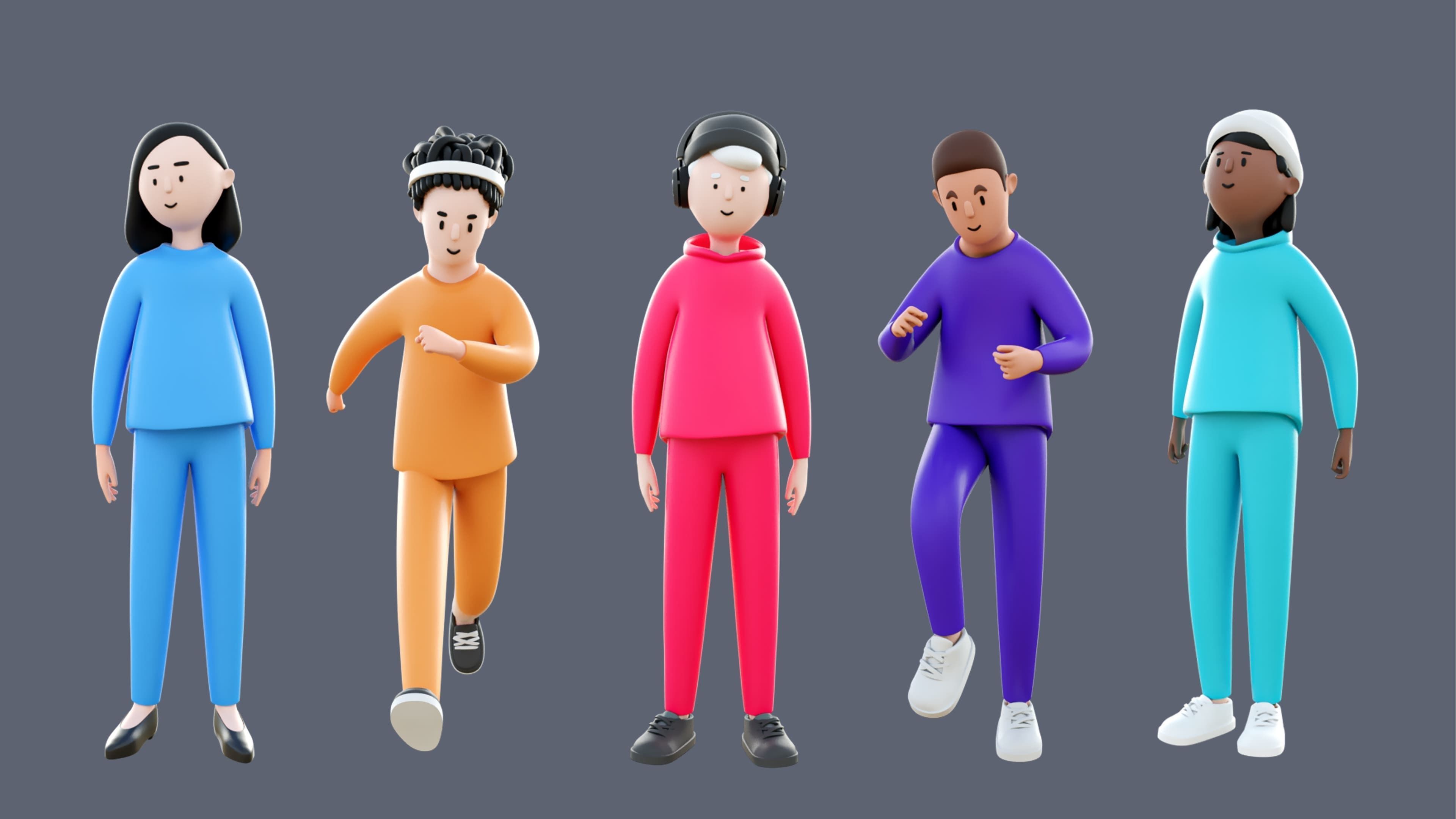 Casual Characters 4 Low-poly 3D model_4