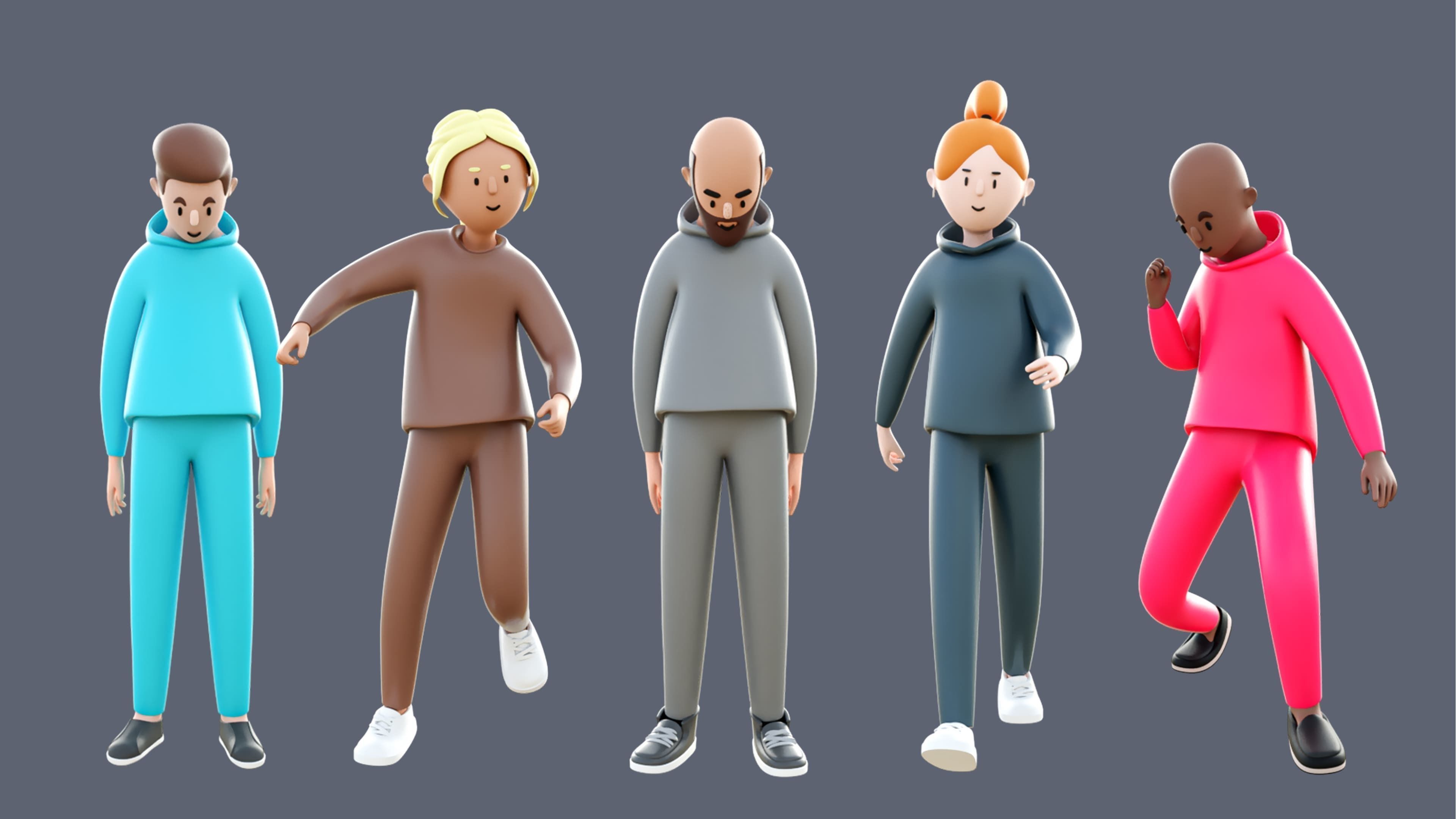 Casual Characters 4 Low-poly 3D model_7