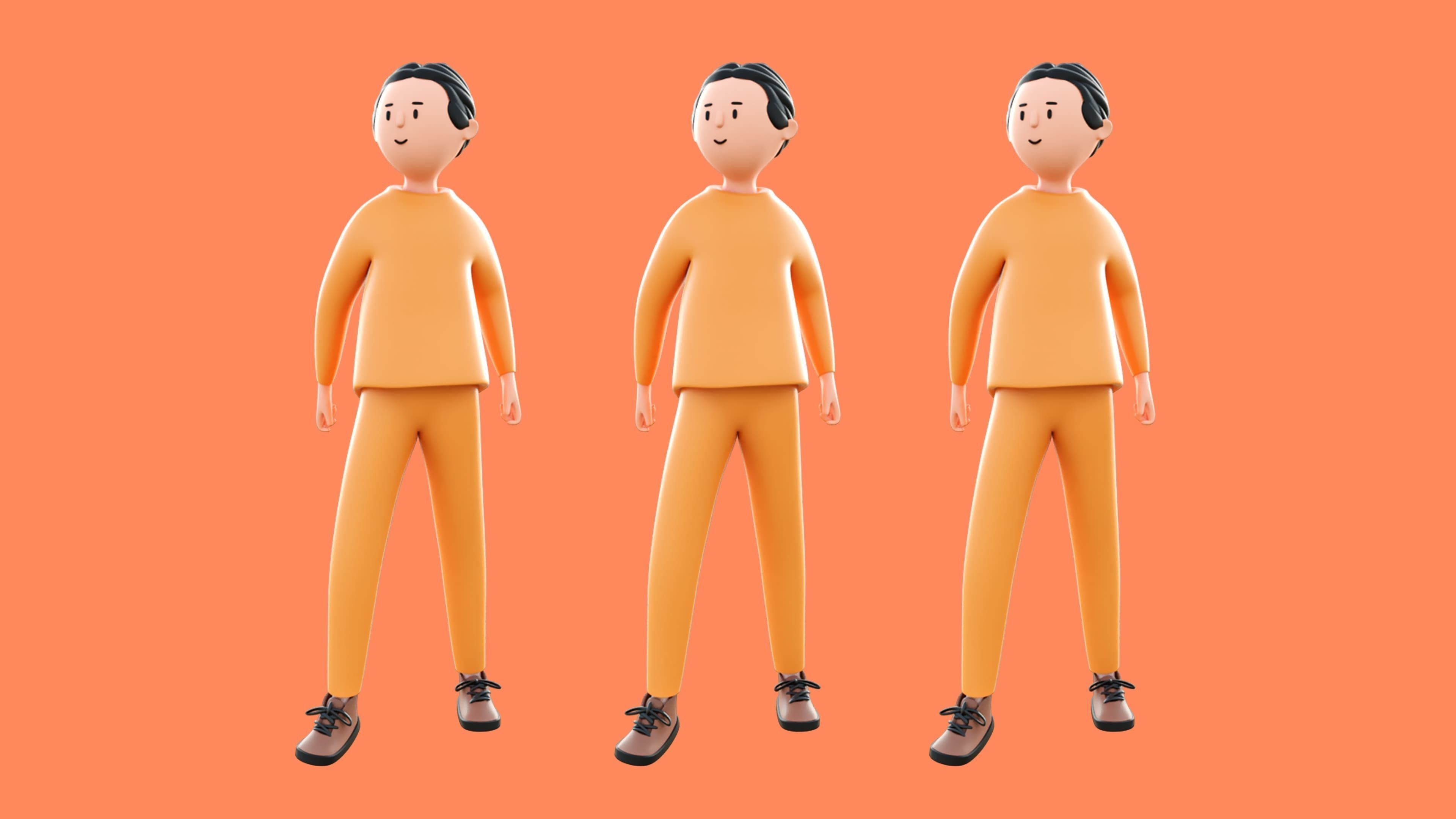 Casual Characters 4 Low-poly 3D model_15