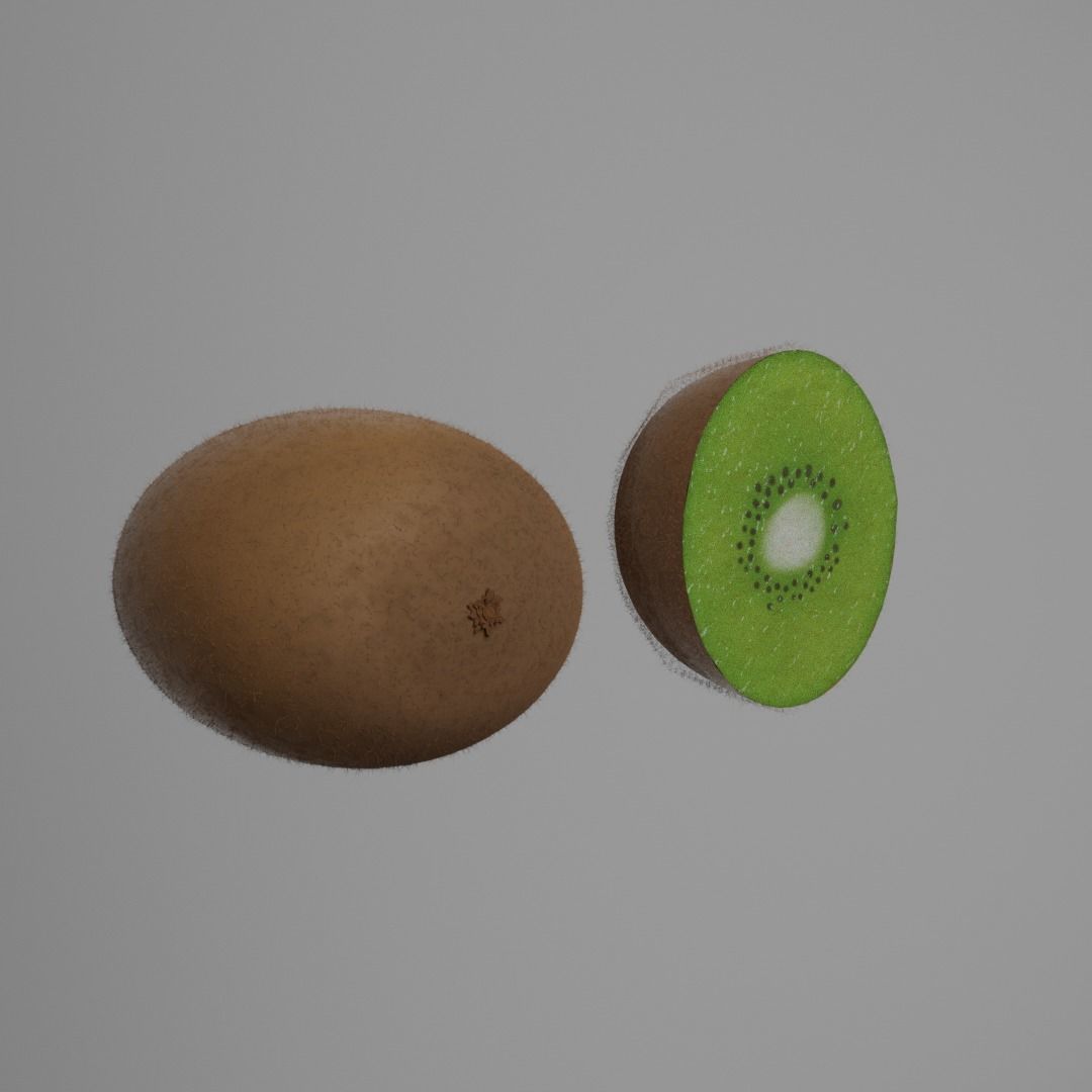 Kiwi Fruit Model Set Low-poly 3D model_1