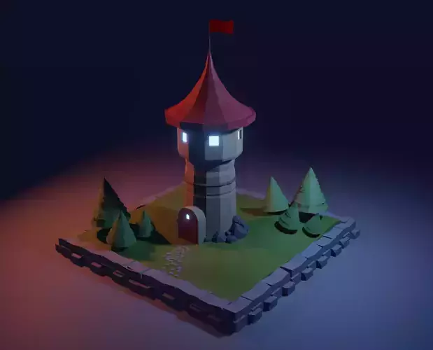 Fantasy tower low-poly model 