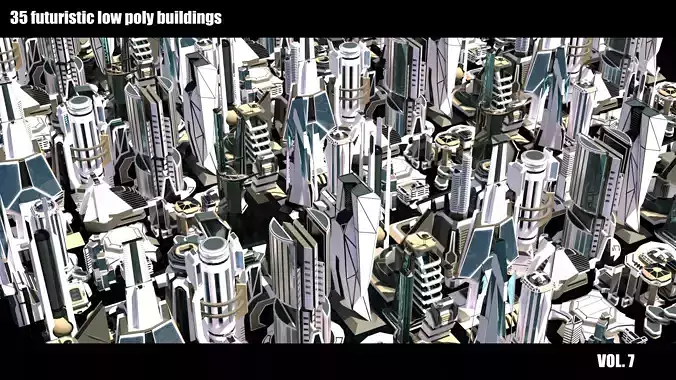 35 Futuristic Buildings VOL 7 Low-poly 3D model
