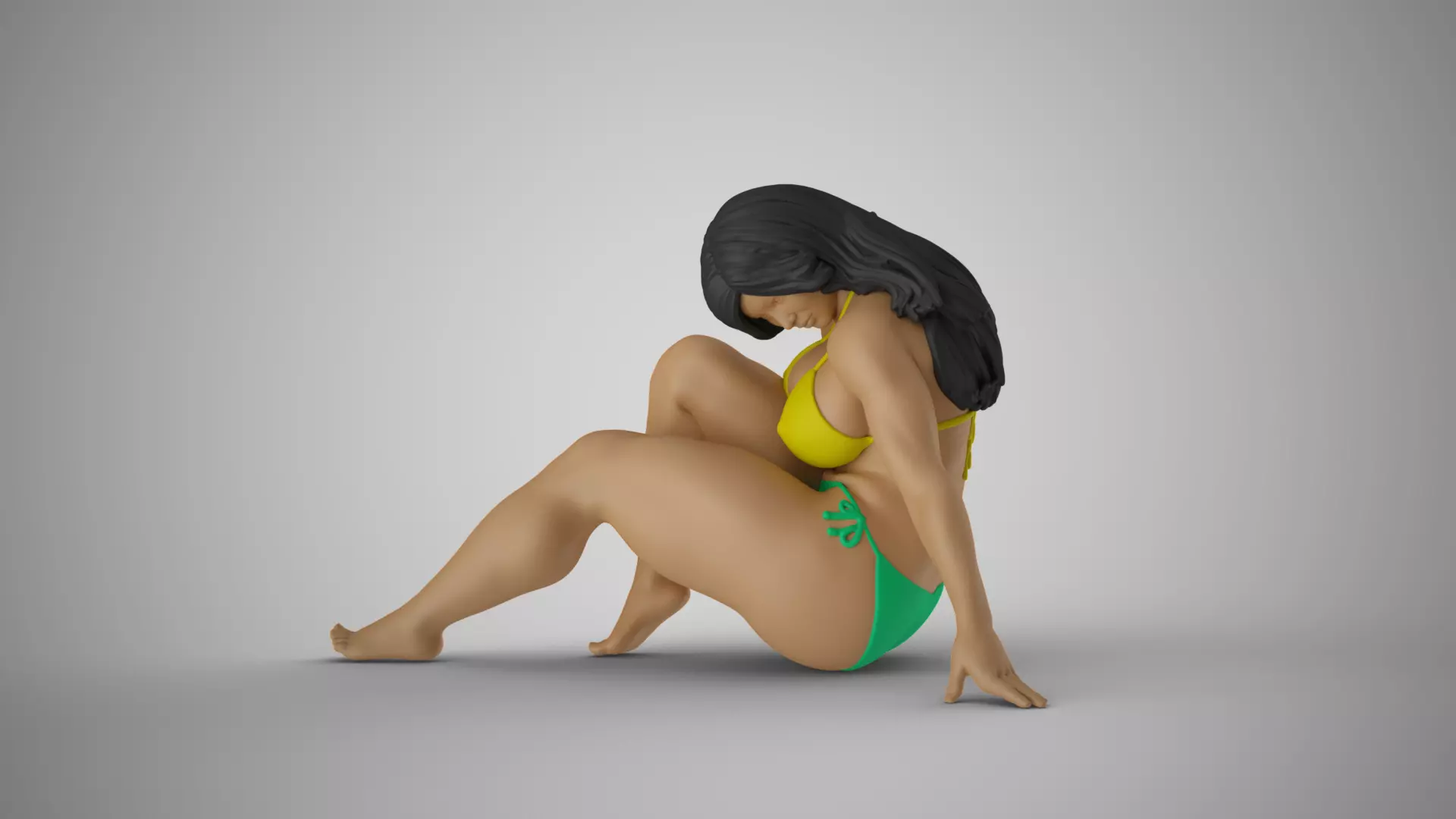 Thoughtful Woman Sitting 3D print model_0